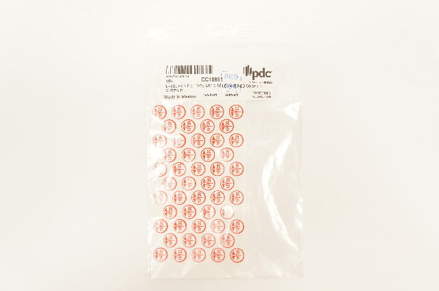 PDC 1-800-435-4242 Label HCA FLU MO 3/8inch Circle White/Red 50/SHT 1