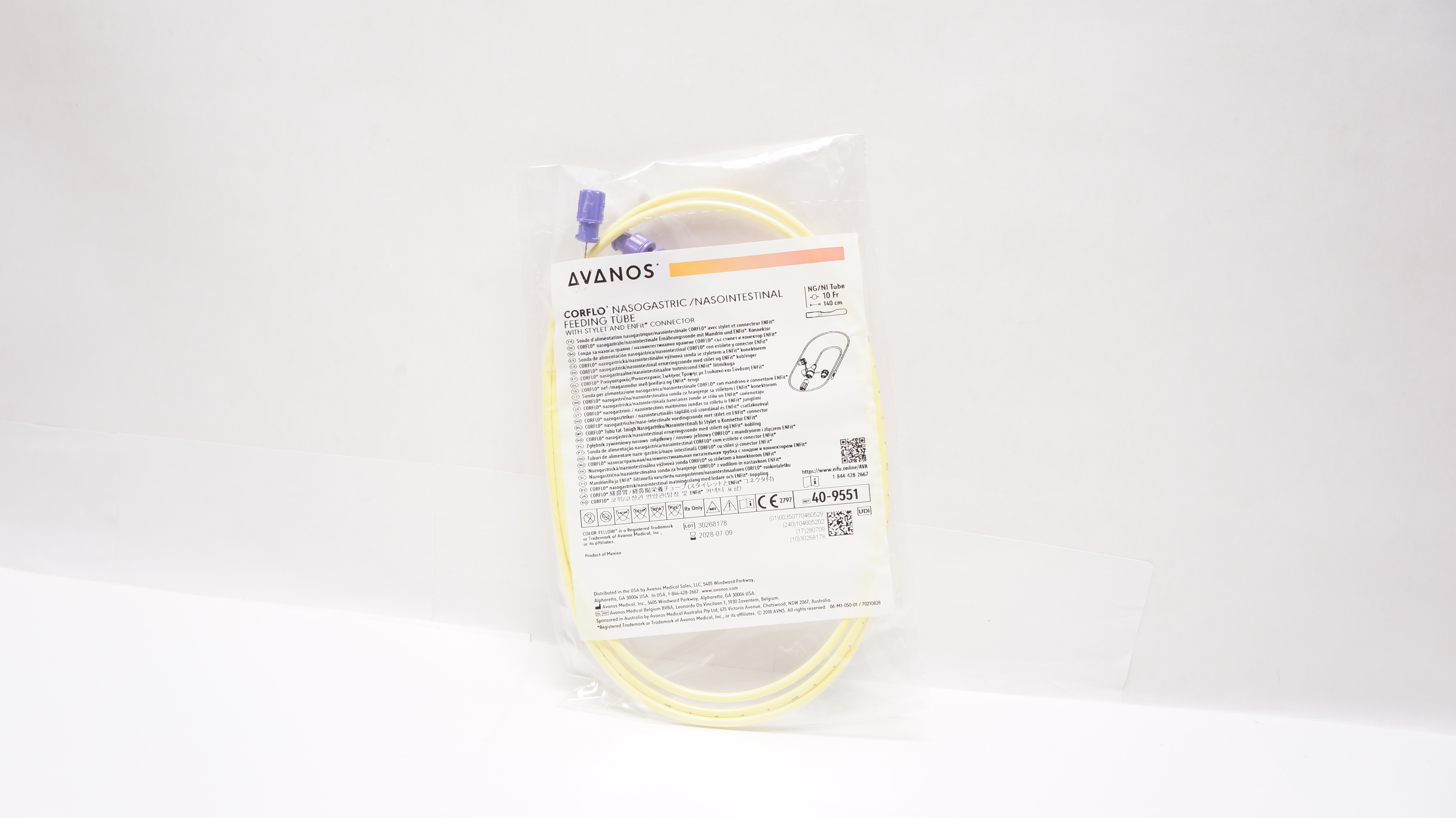 Corflow Riser Avanos 40-9551 Corflo Nasogastric/Nasointestinal Feeding Tube 10Frx140cm