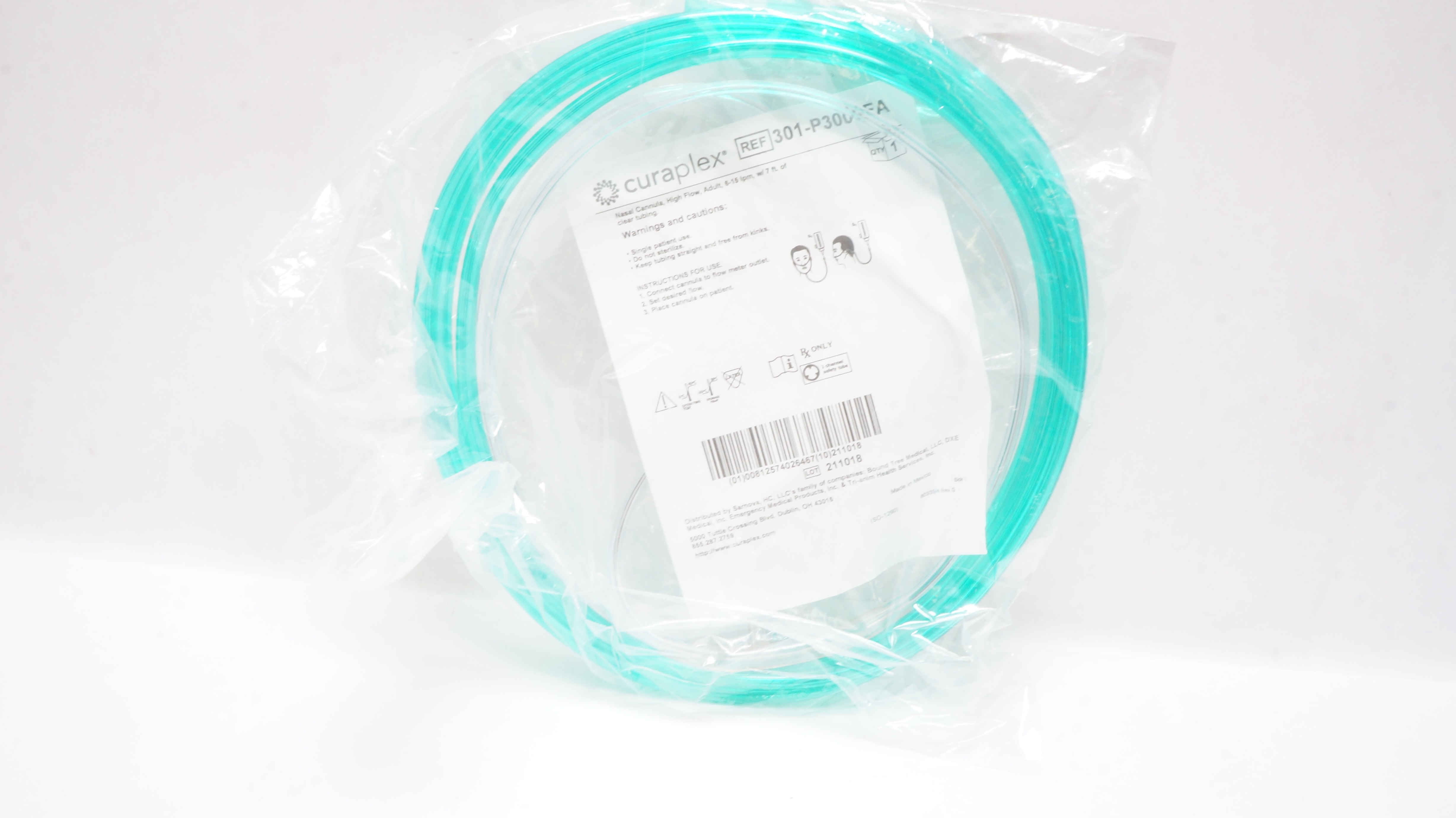 Curaplex 301P3000EA Nasal Cannula, Hu=igh Flow, Adult 615lpm, w/7ft