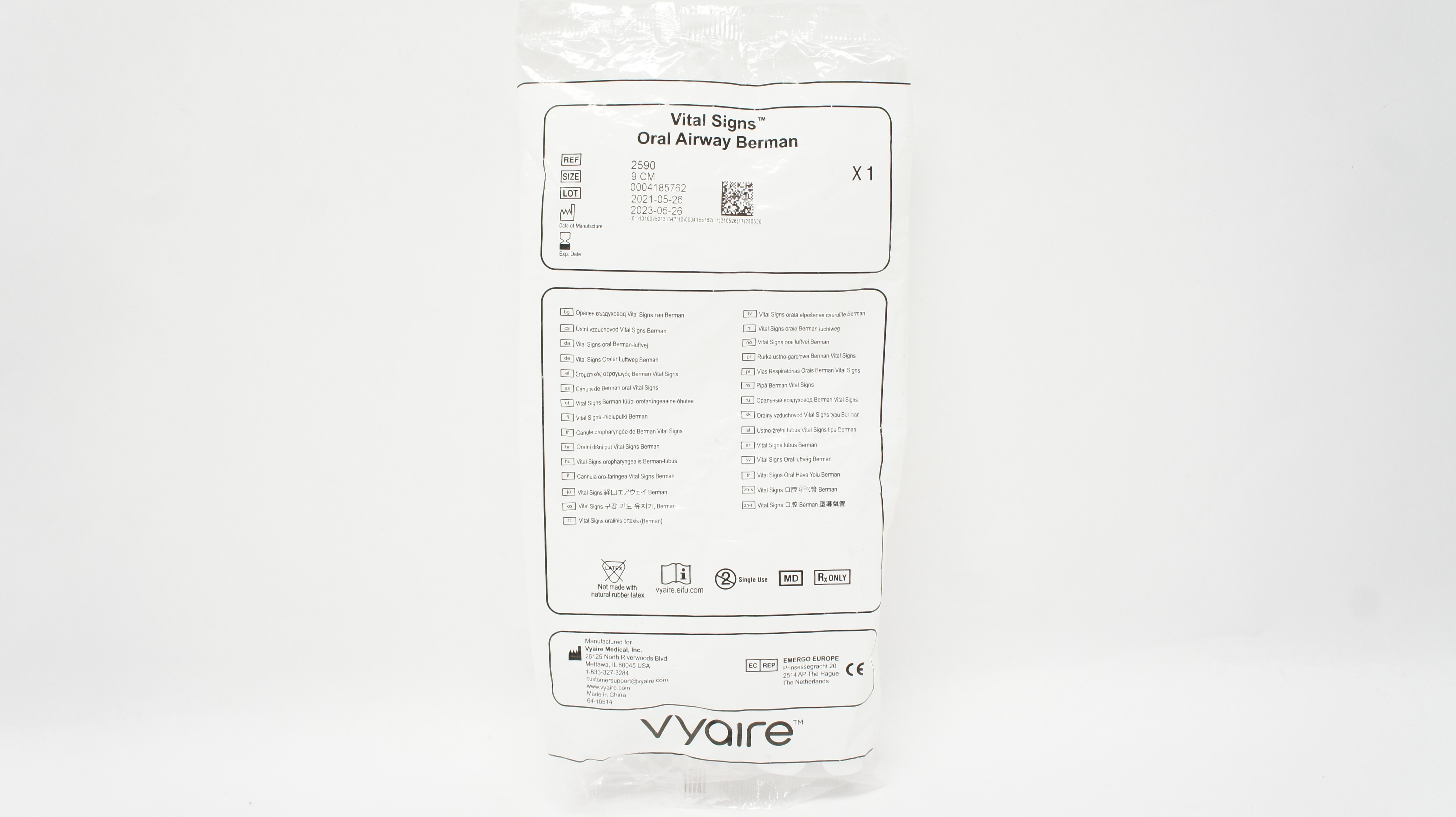 Vyaire 2590 Vital Signs Oral Airway Berman 9cm (x)