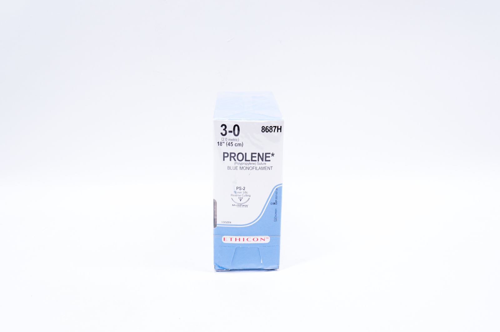 Ethicon 8687H 3-0 PROLENE, PS-2, 19mm 3/8c, Reverse Cutting, 18inch - Box of 36