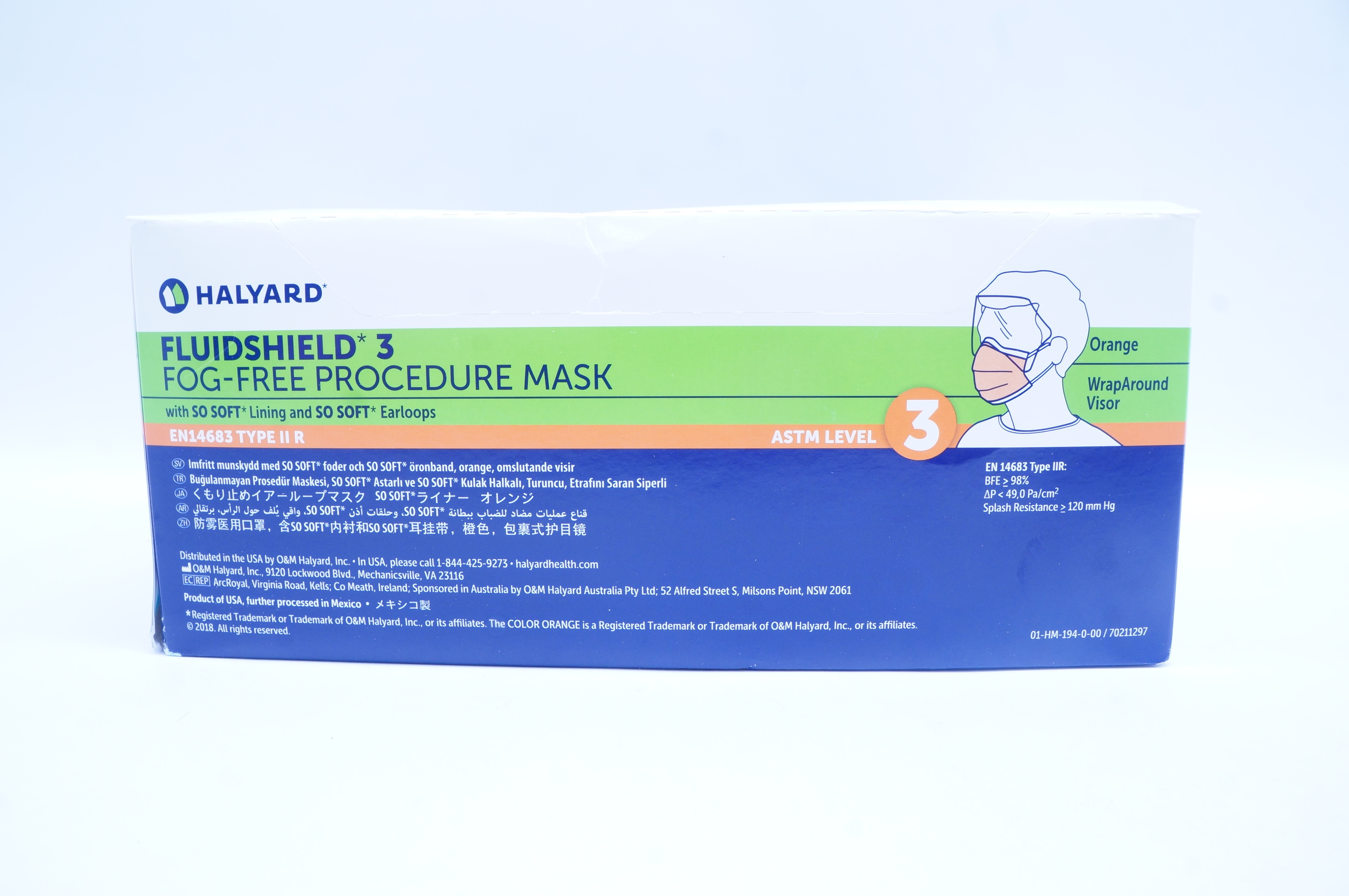 Halyard 47147 FLUIDSHIELD Level 3 Fog Free Procedure Mask Box Of 25 halyard-47147-fluidshield-level-3-fog-free-procedure-mask-box-of-25