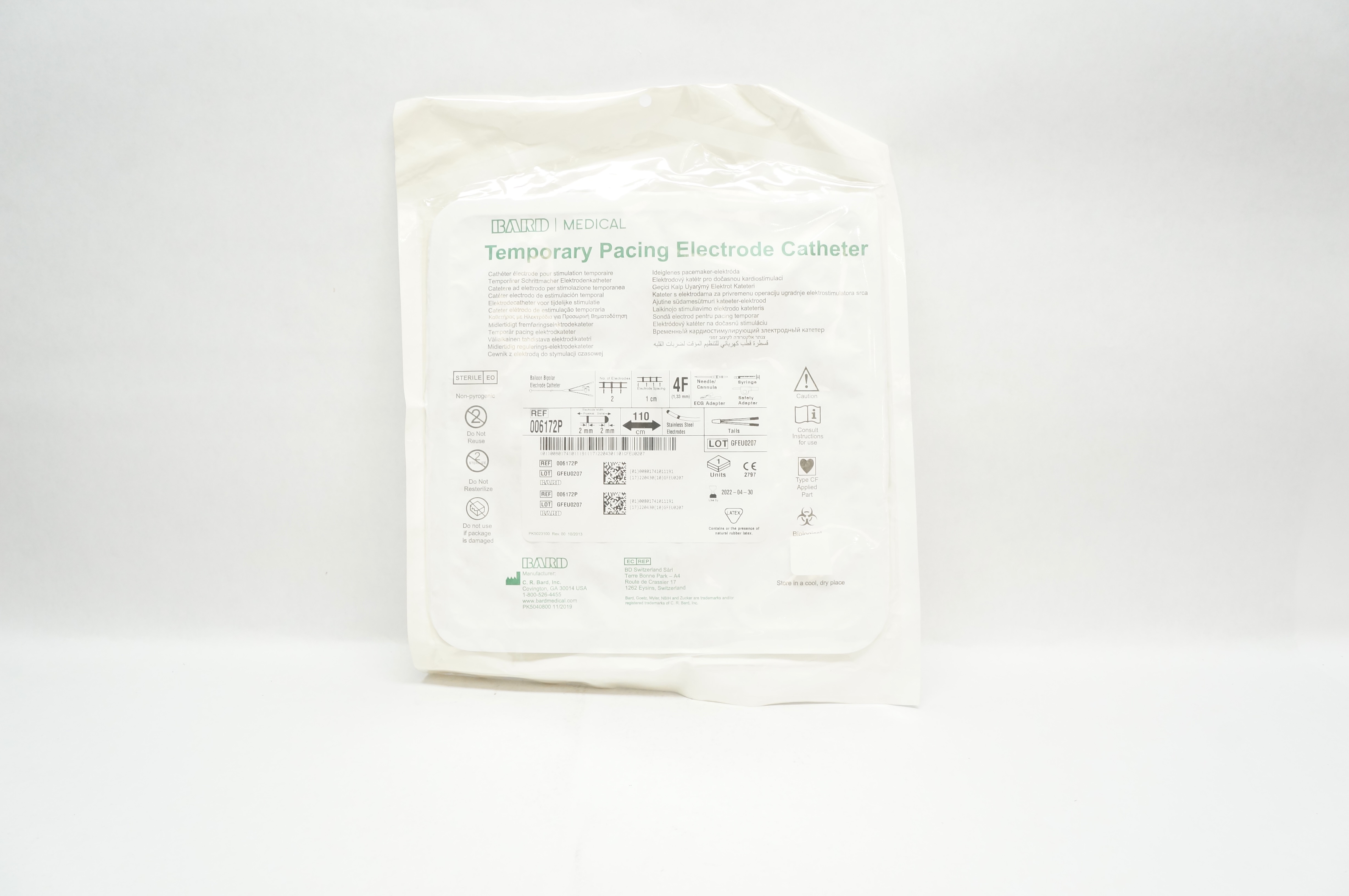 Bard 006172P Temporary Pacing Electrode Cath. 4F x 110cm (x)