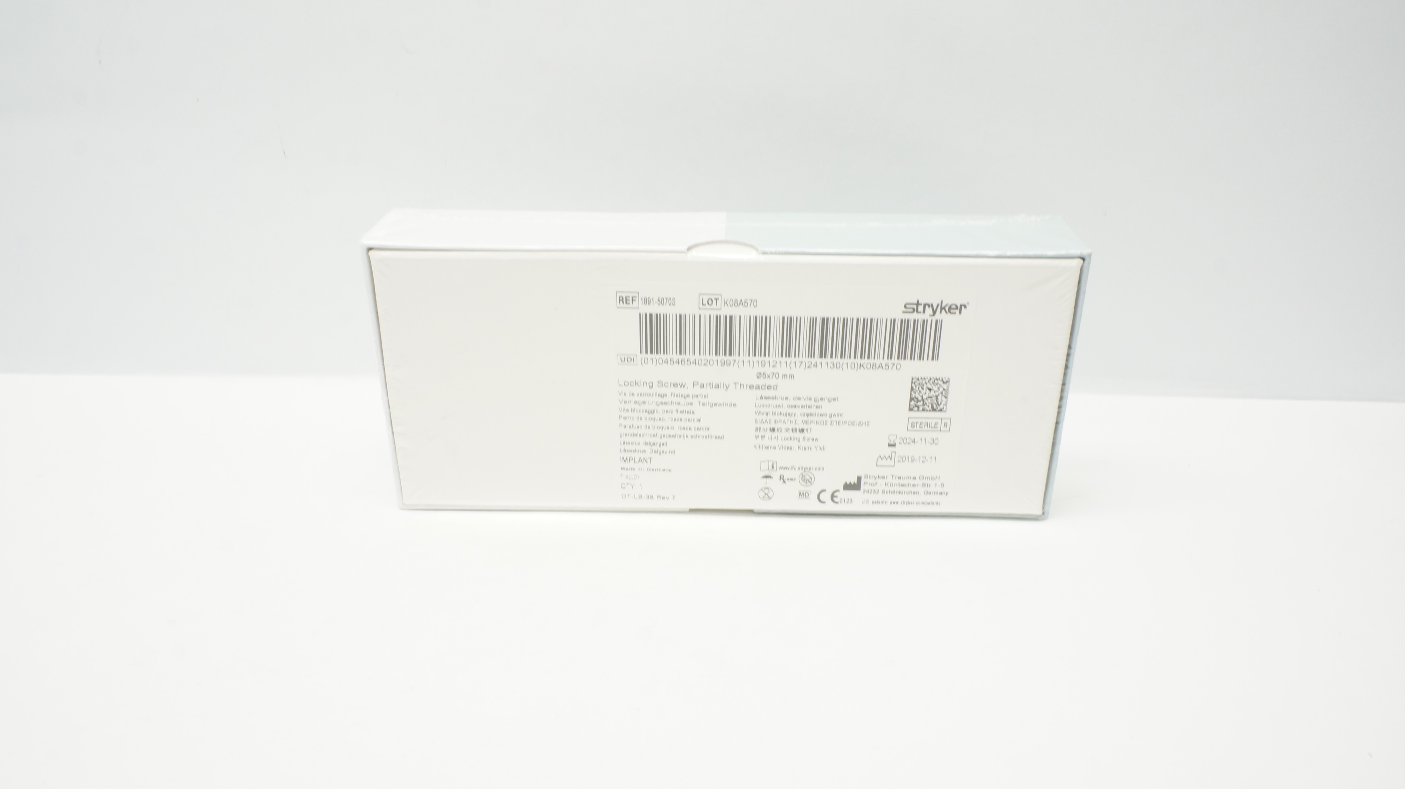 Stryker 1891-5070S Locking Screw, Partially Threaded 5mm x 70mm (x)
