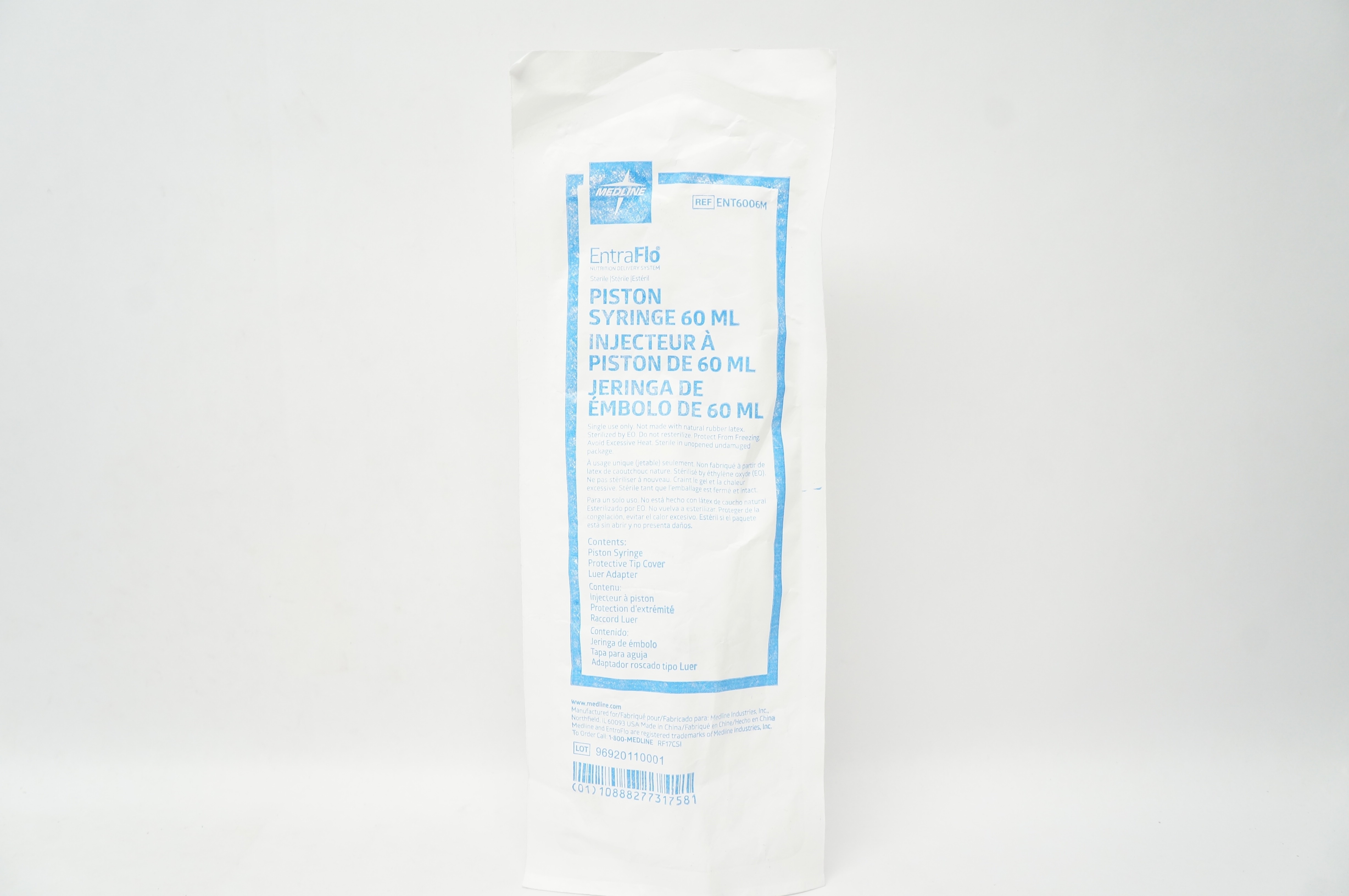 Medline ENT6006M EntraFlo Nutrition Delivery System 60ml Piston Syringe