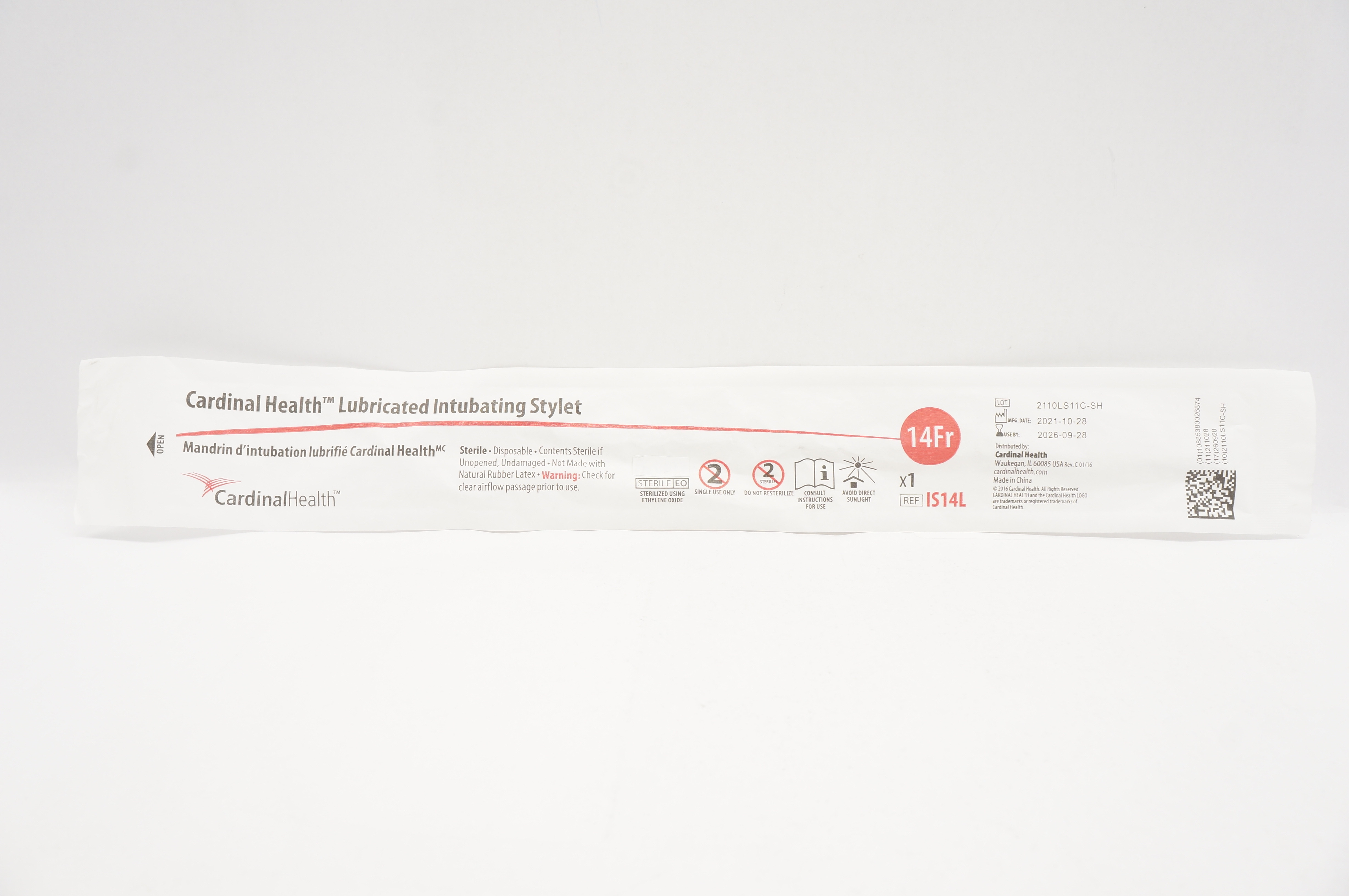 Cardinal Health IS14L Lubricated Intubating Stylet 14 Fr
