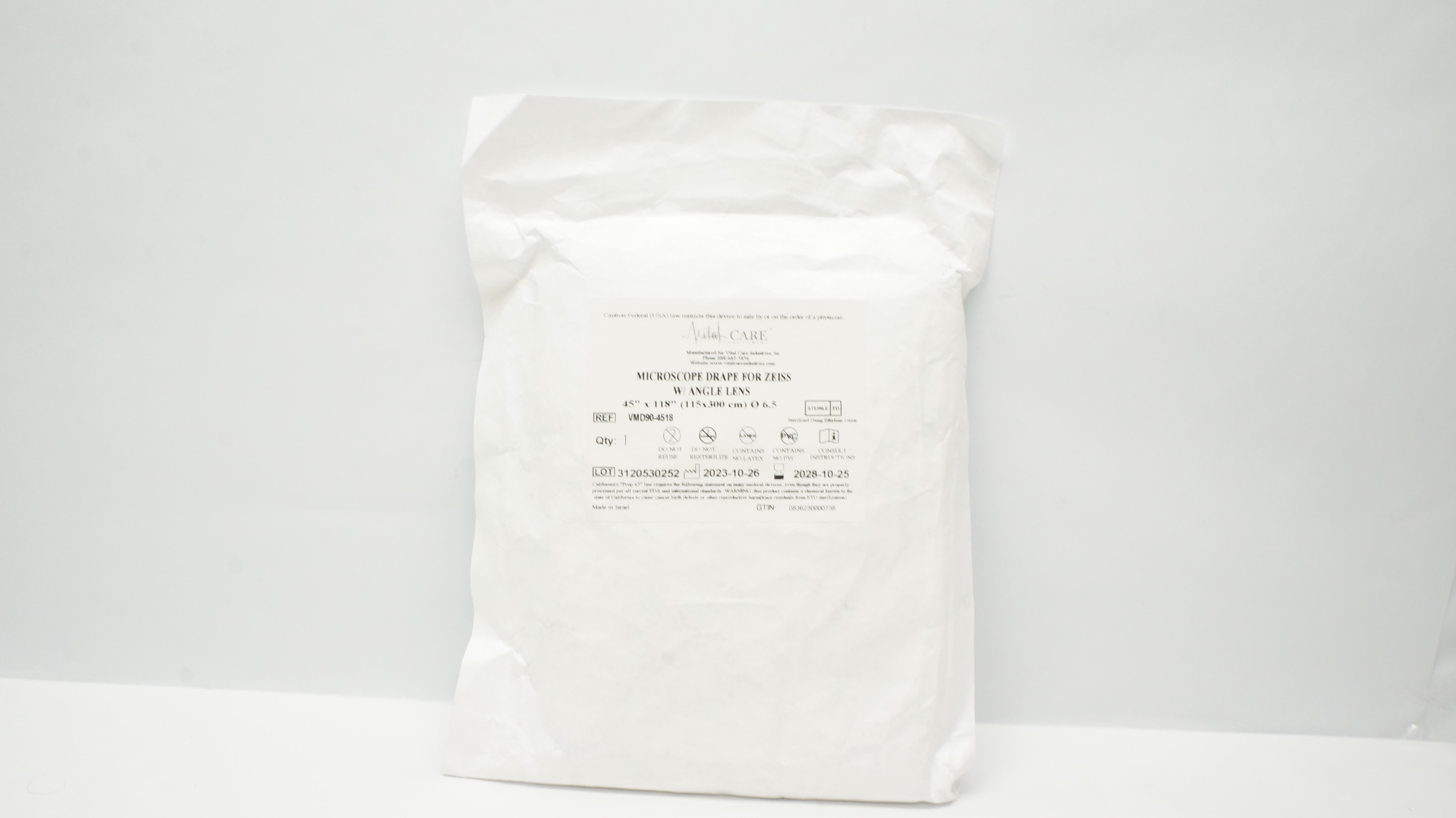 Vital Care VMD90-4518 Microscope Drape for Zeiss w/ Angle Lens, 45inch x118inch