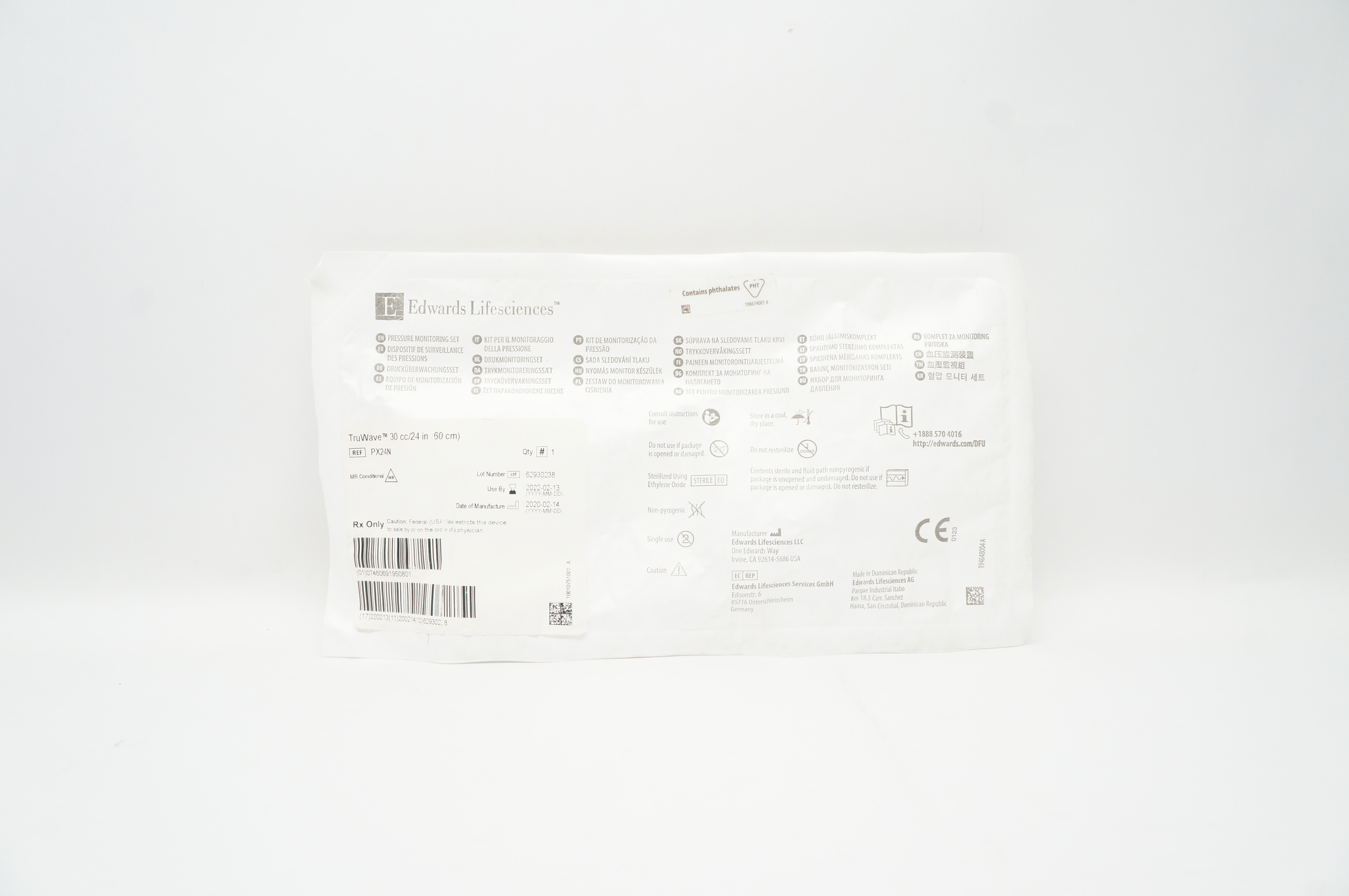Edwards Lifesciences PX24N TruWave Pressure Monitoring Set 30cc/24inch (x)