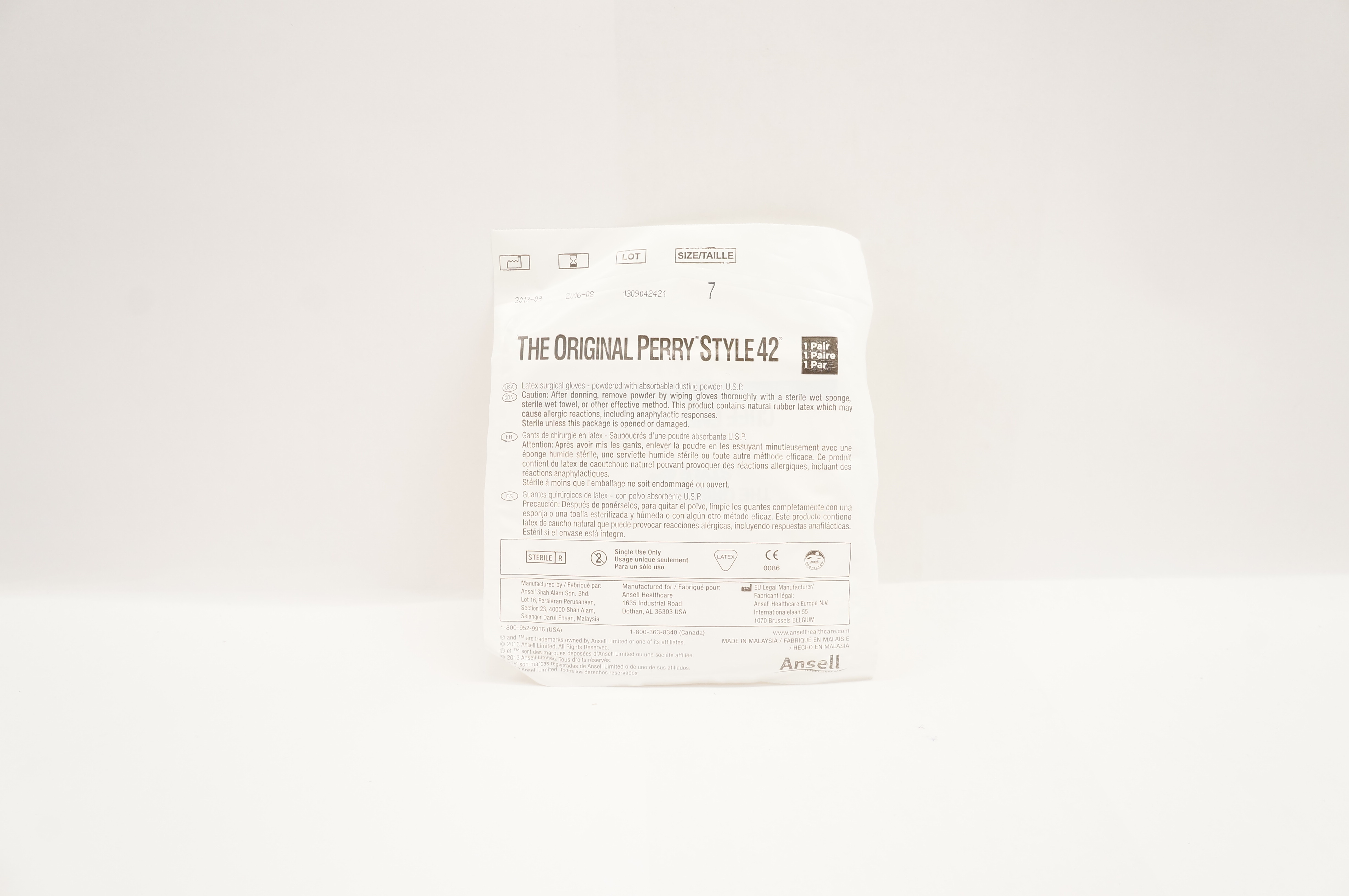 Ansell 5711103 White Latex Powdered Surgical Gloves Size 7 (x)