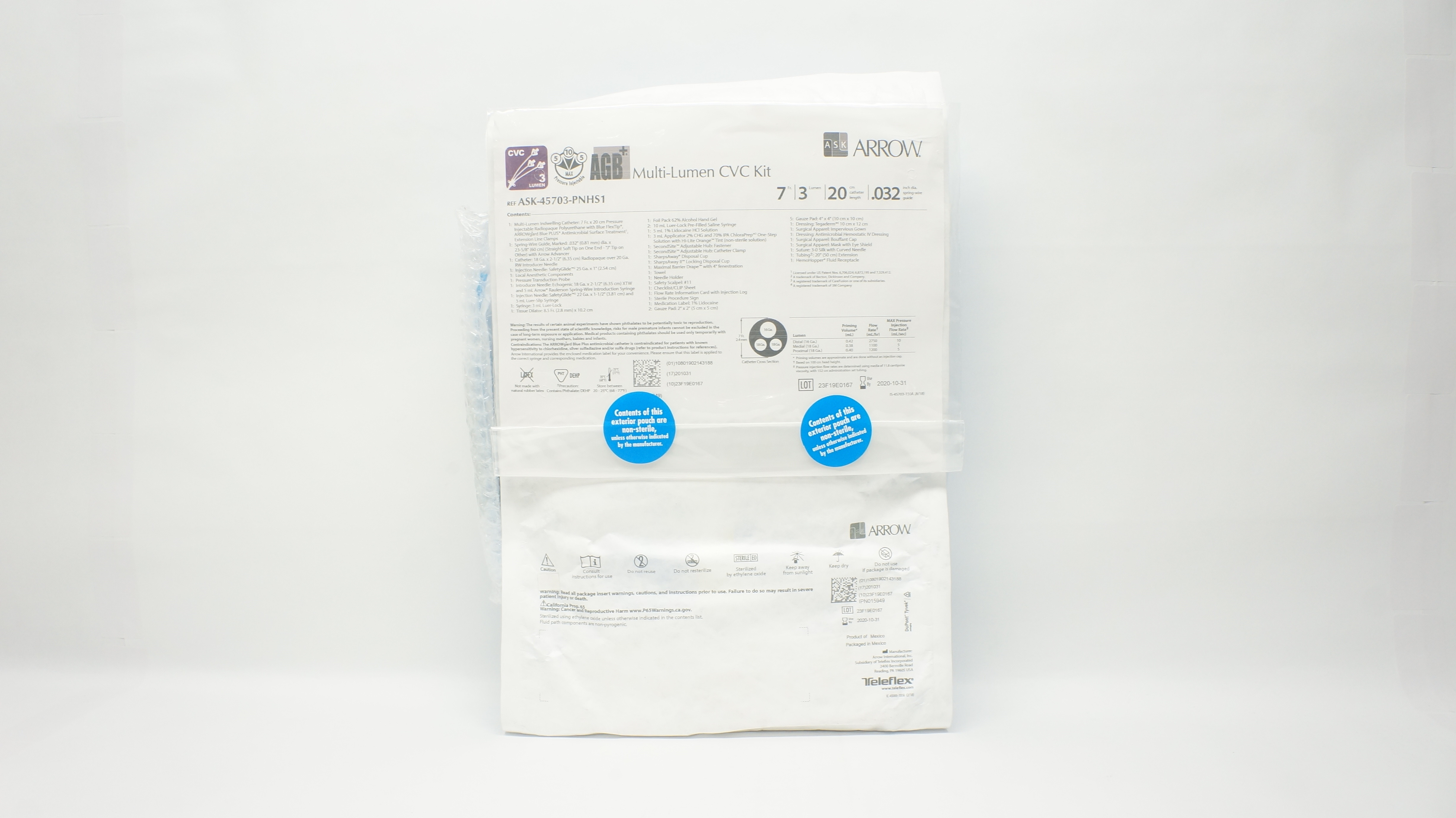 Teleflex ASK-45703-PNHS1 Arrow Multi-Lumen CVC Kit 7Fr x 20cm (x)