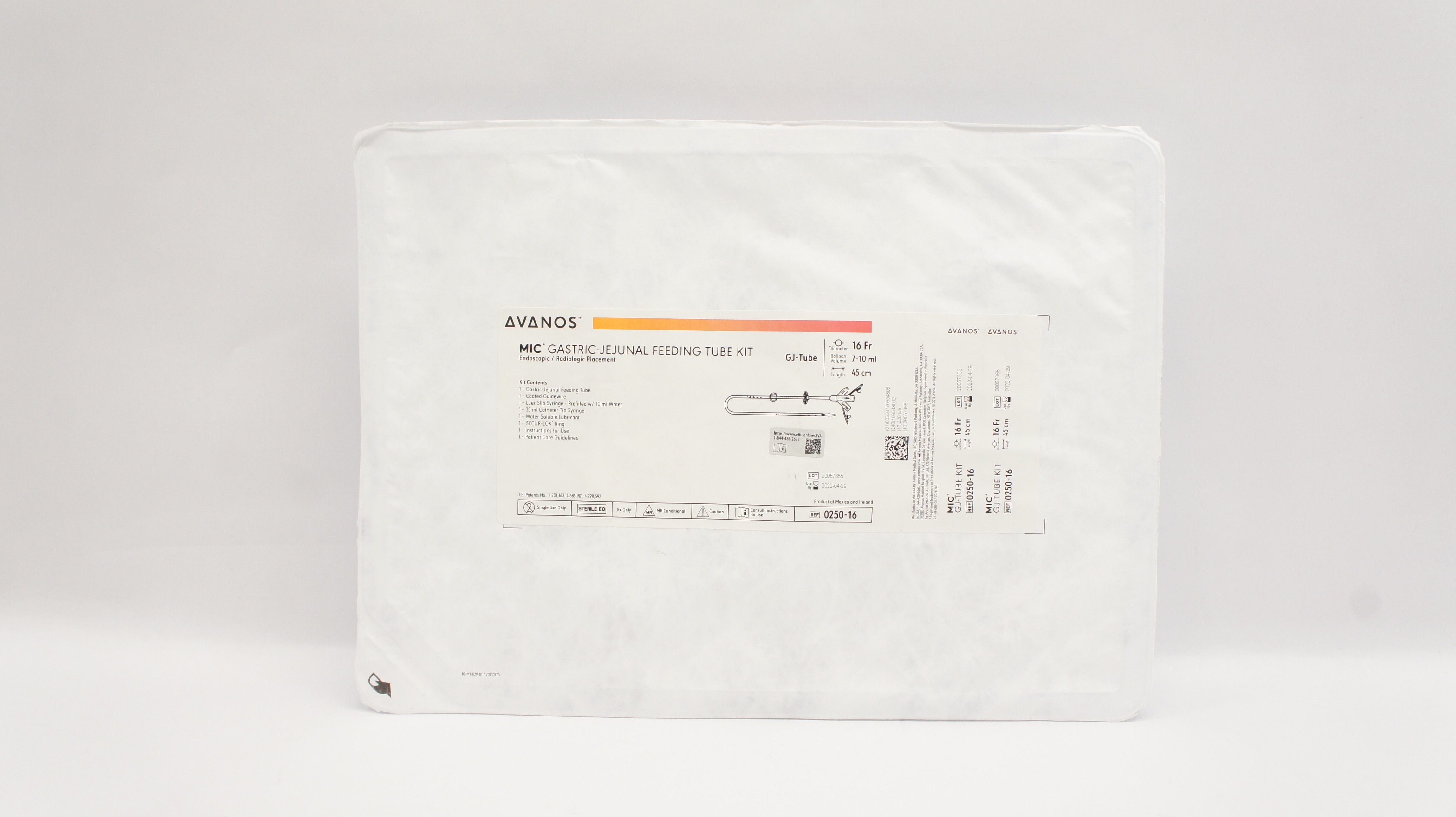 Avanos 0250-16-15 MIC Gastric-Jejunal Feeding Tube Kit 16Fr x 15cm (x)