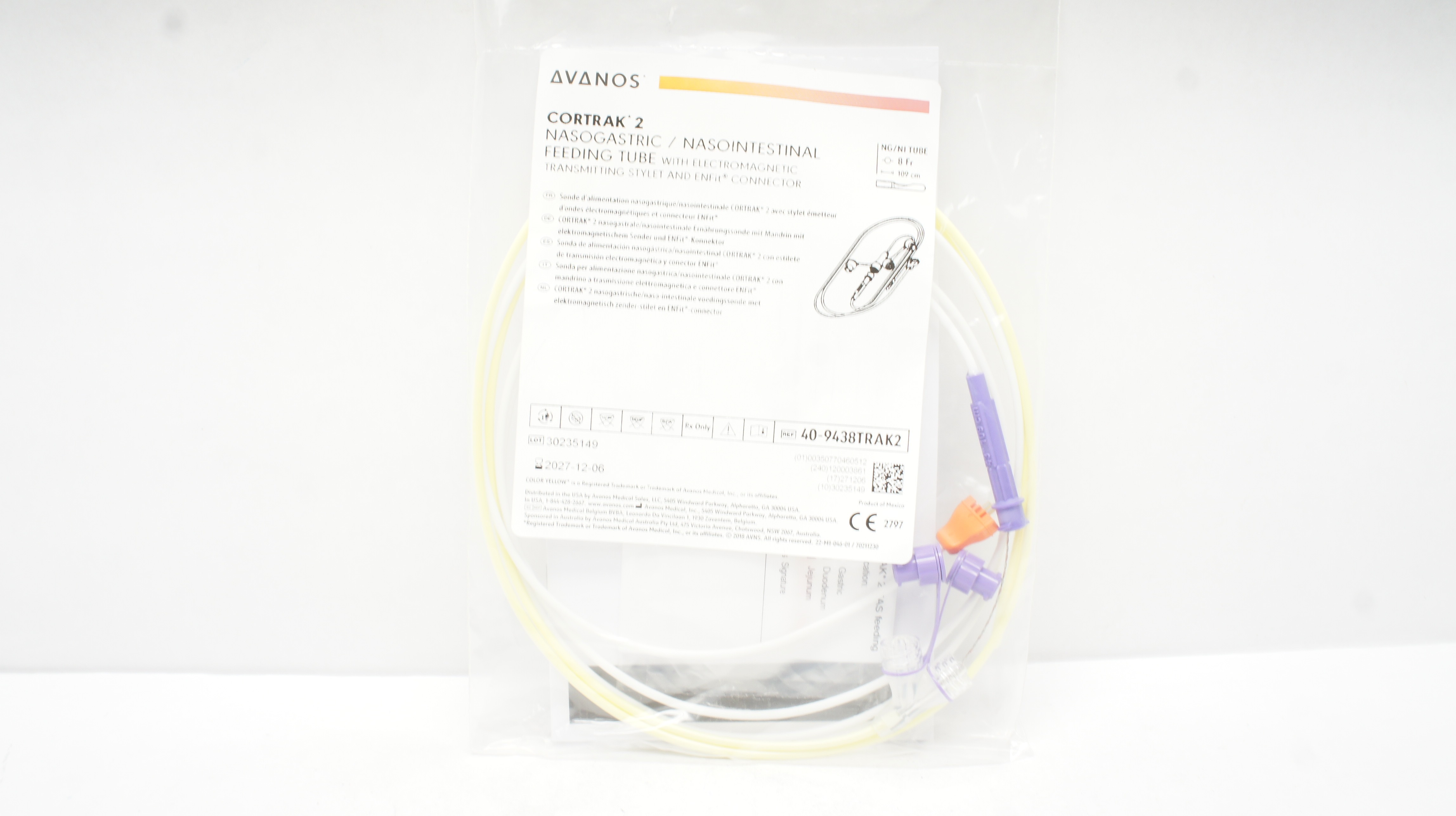 Avanos 40-9438TRAK2 Cortrak2 Nasogastric/Nasointestinal feeding Tube 8Fr