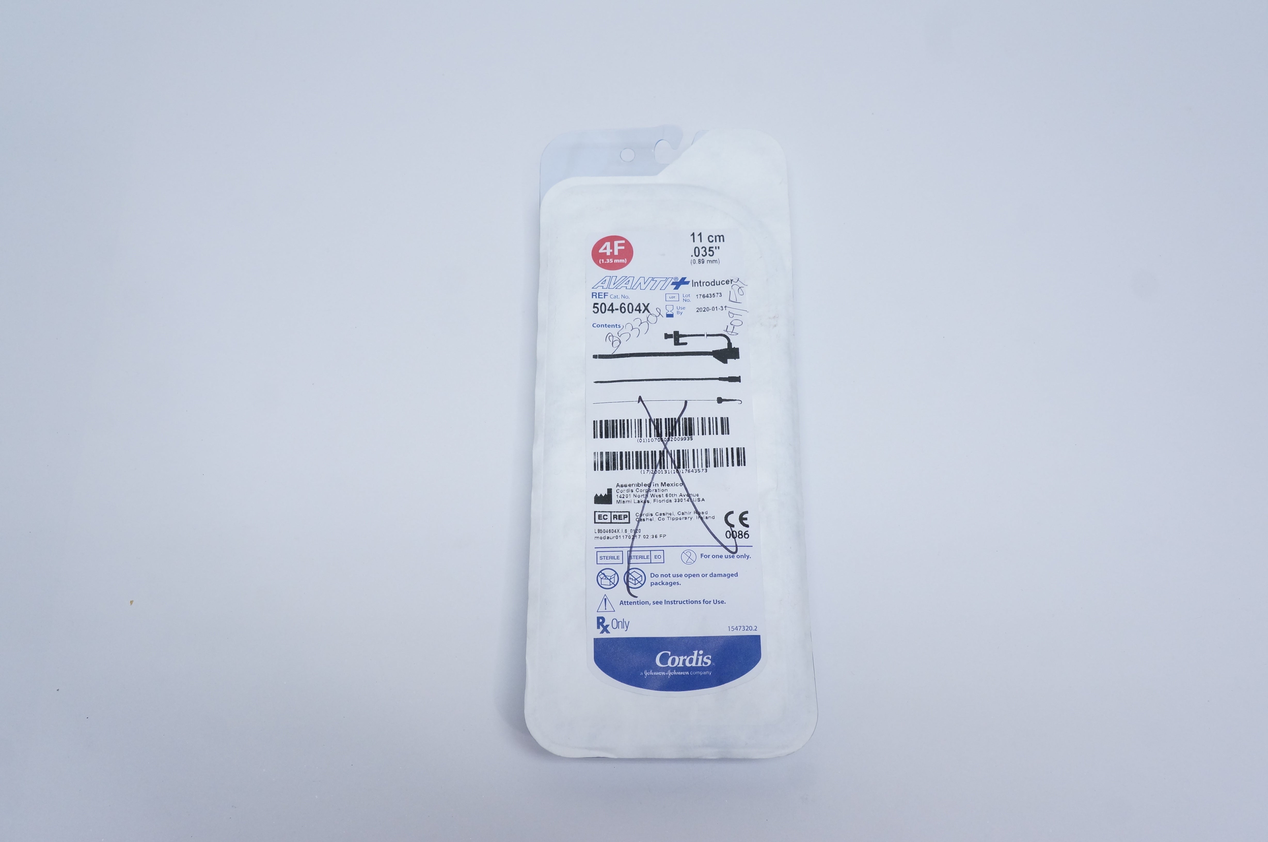 Cordis 504604X AVANTI Plus Introducer 4F x 0.035inch (x)