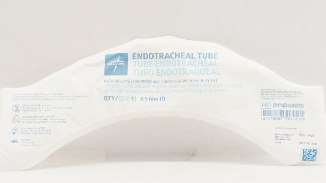 Medline DYND48035 Endotracheal Tube High Voume, Low Pressure Uncuffed 3.5mm ID