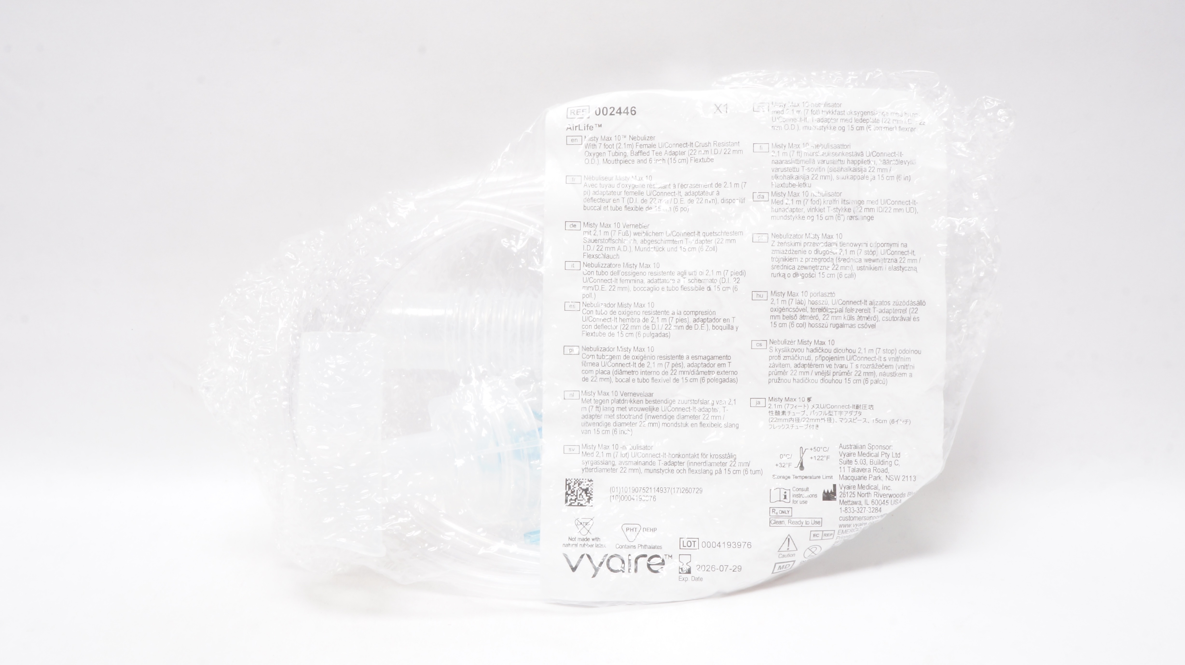 Vyaire 002446 Airlife Misty Max 10 Nebulizer with 7ft. Female Oxygen Tubing