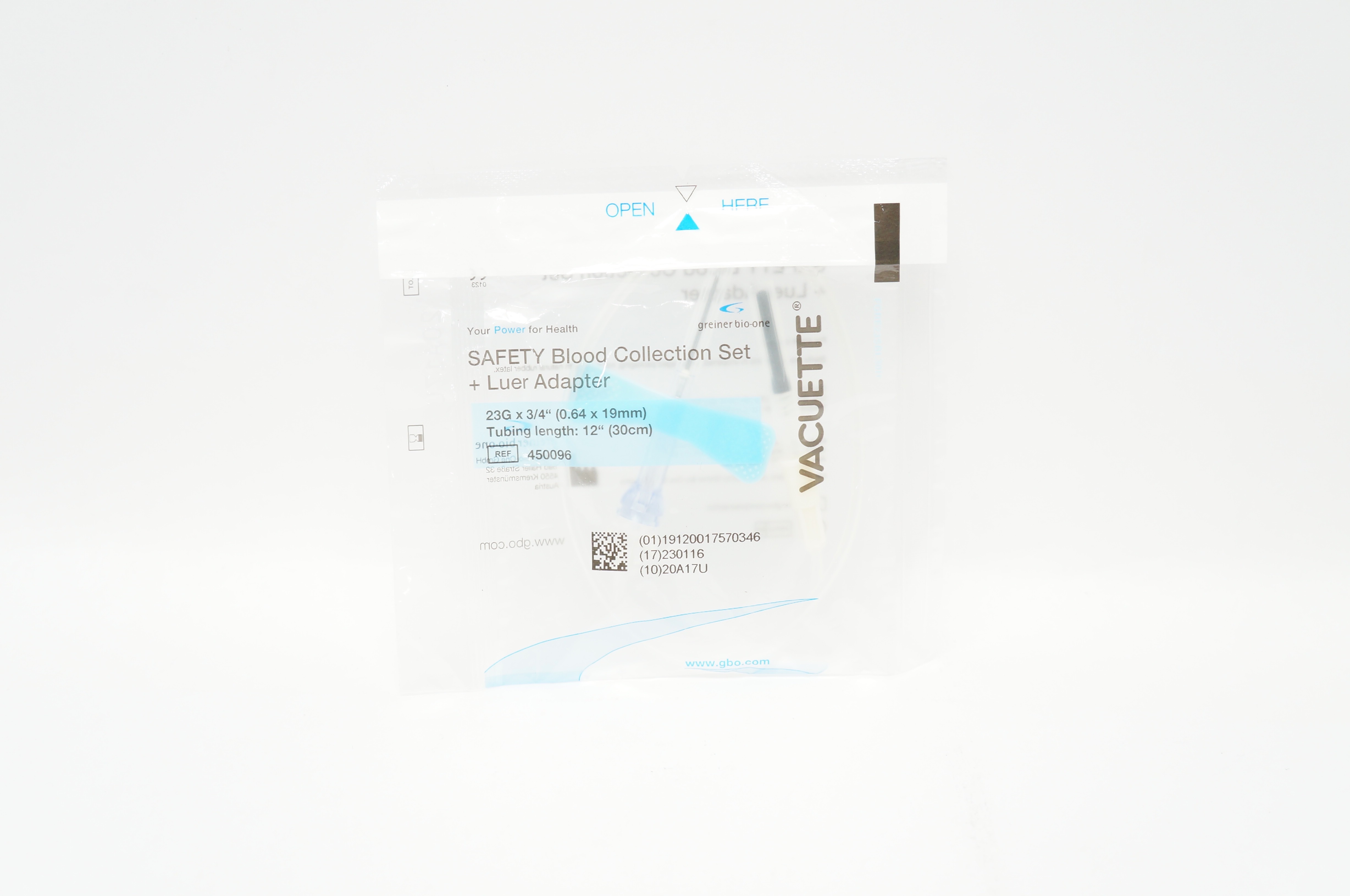 Greiner BioOne 450096 Vacuette Blood Collection Set 23G x 3/4 x 12inch