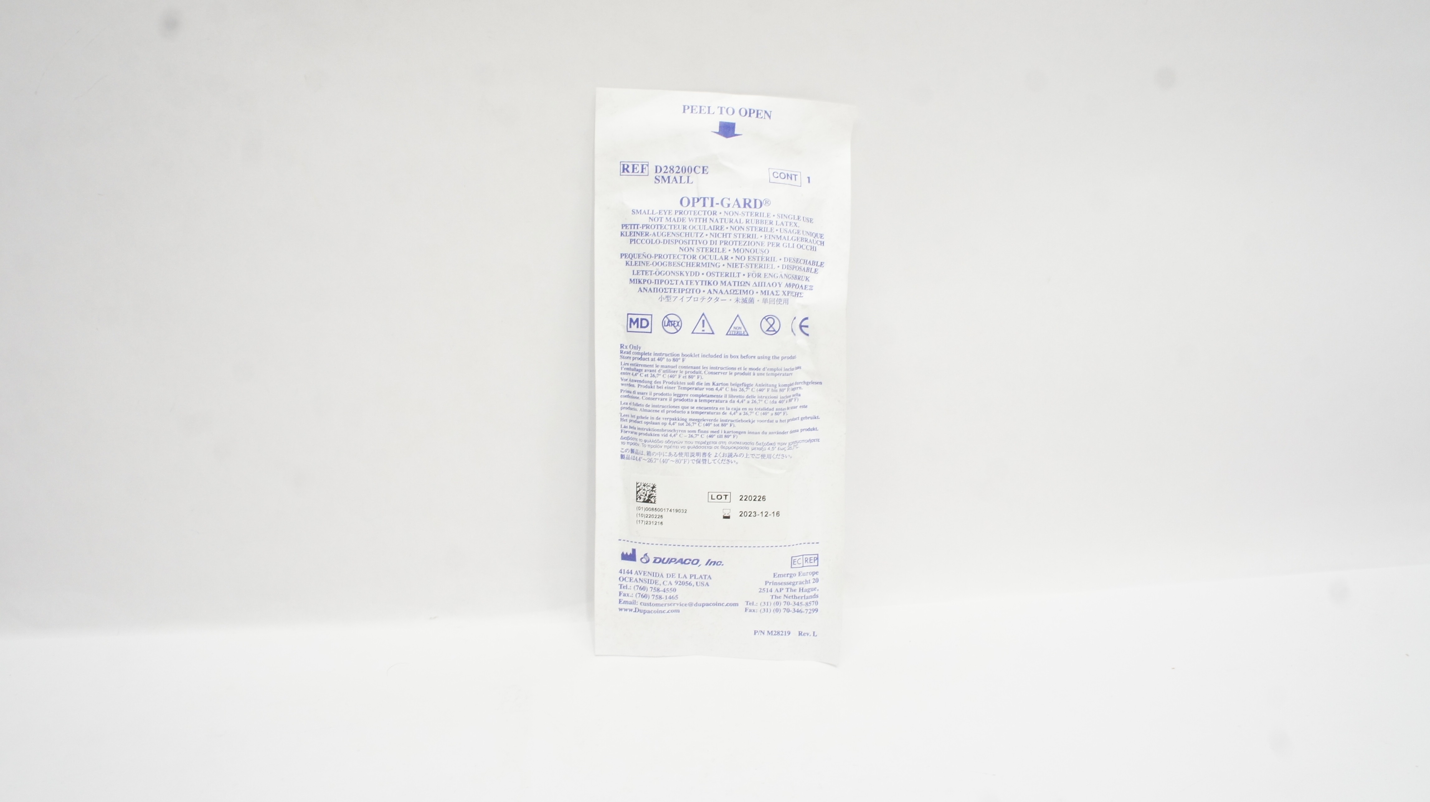 Dupaco D28200CE Opti-Gard Eye Protector Small (x)