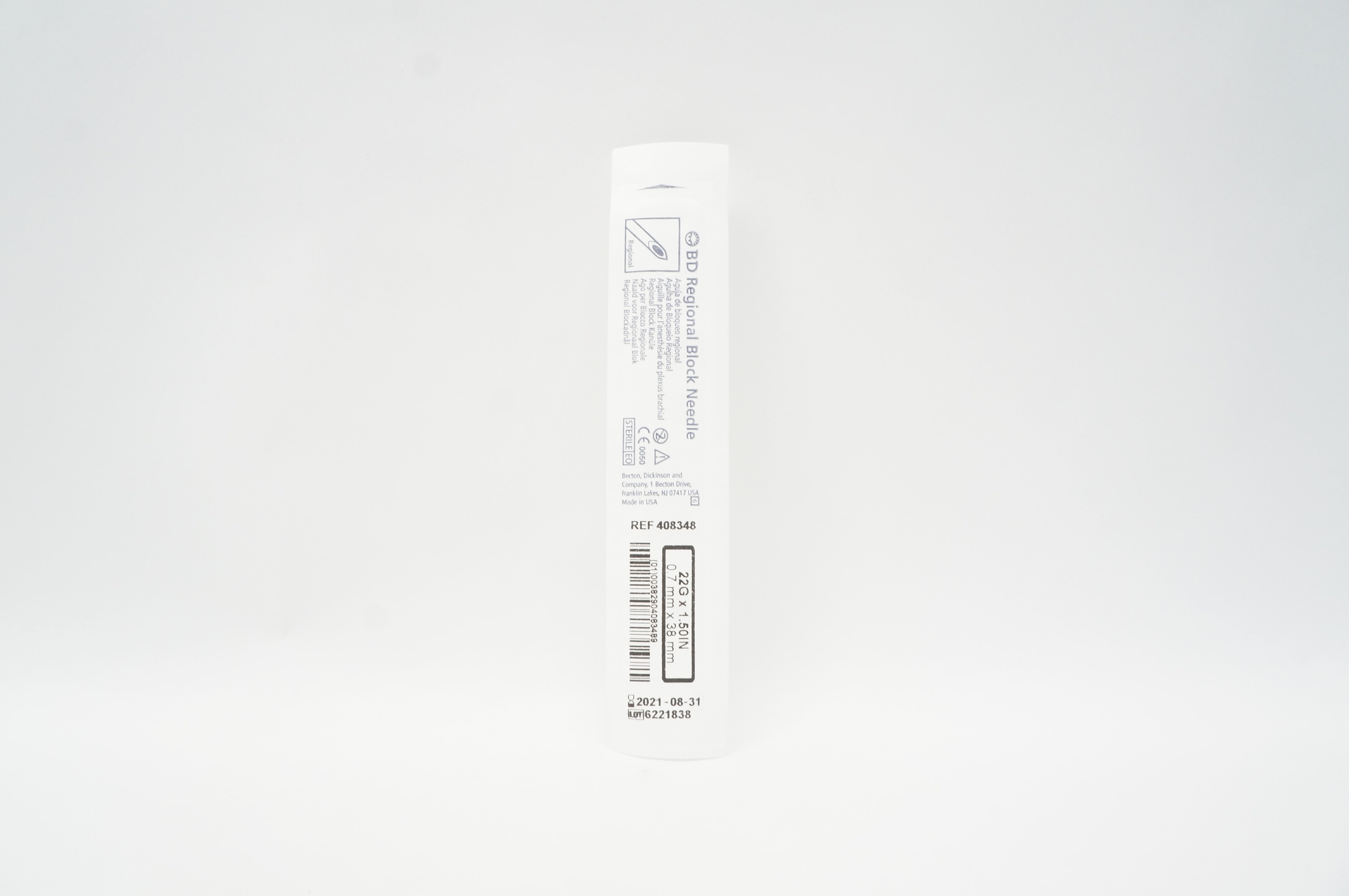 BD 408348 Regional Block Needle 22G x 1.50inch (x)