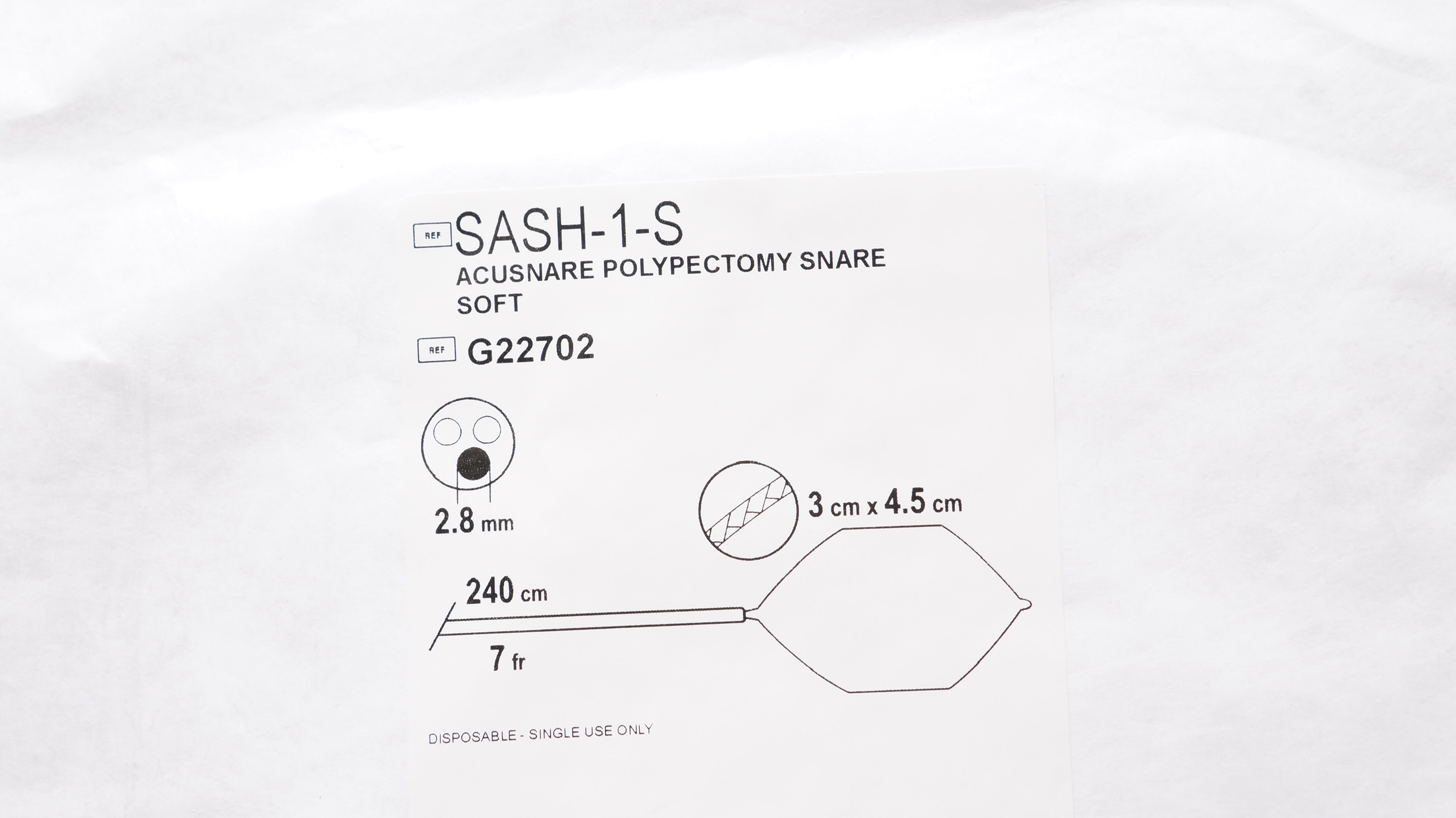 Cook Medical G22702 Acusnare Polypectomy Snare Soft 240cm x 7Fr. x
