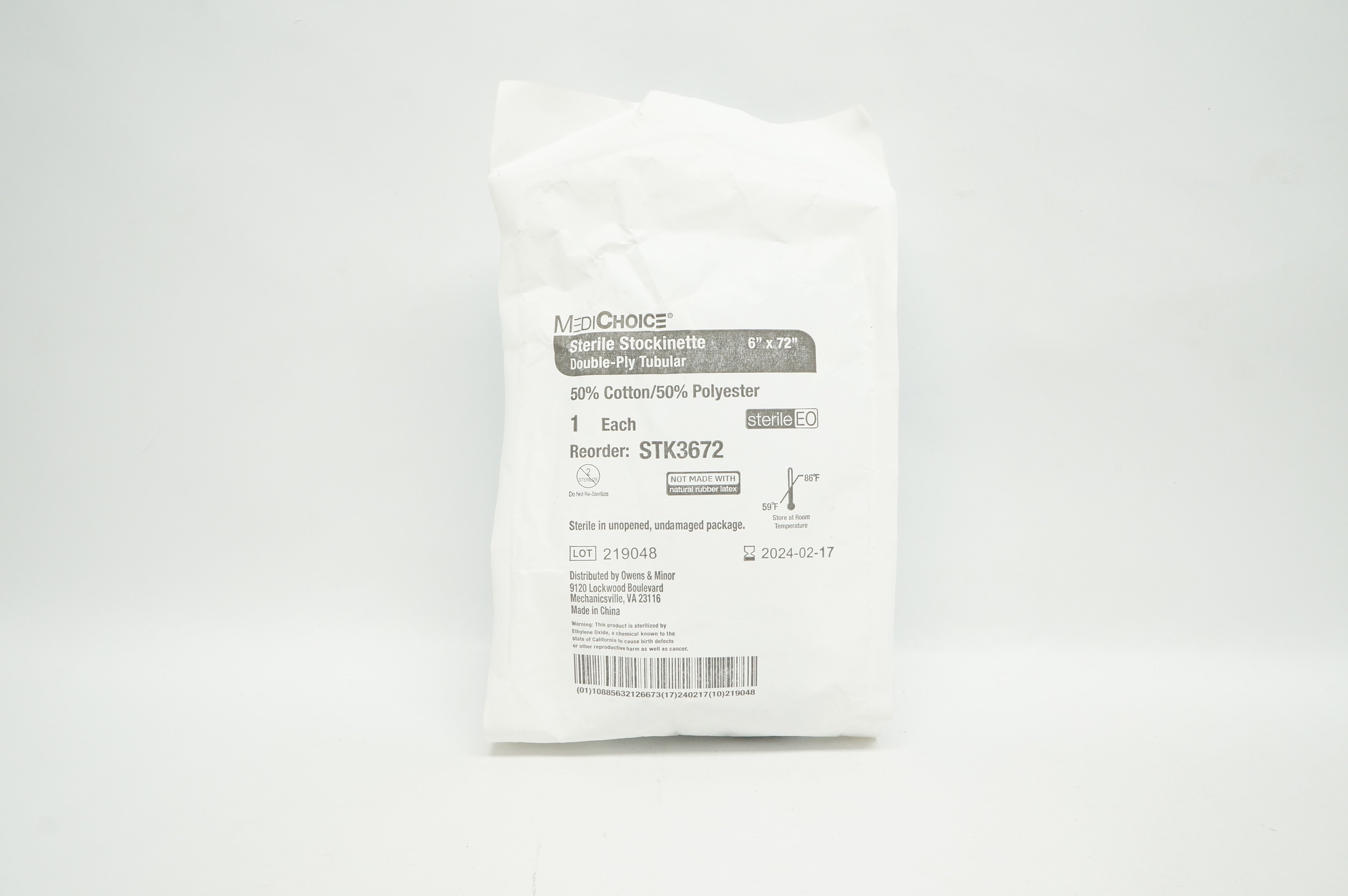 MediChoice STK3672 Sterile Stockinette Double-Ply Tubular 6inch x 72inch