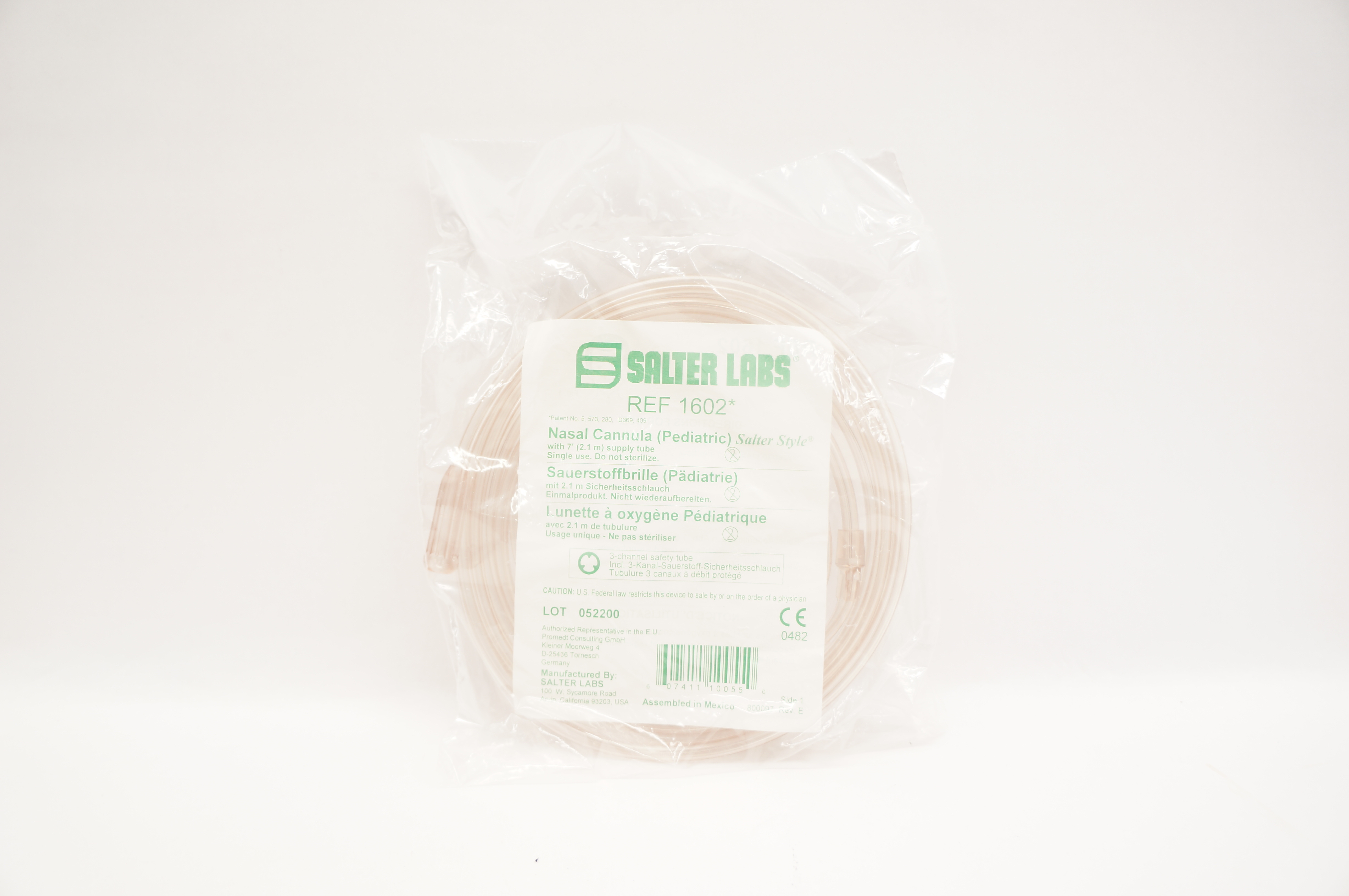 Salter Labs 1602 Nasal Cannula Pediatric with 7 Ft. Supply Tube