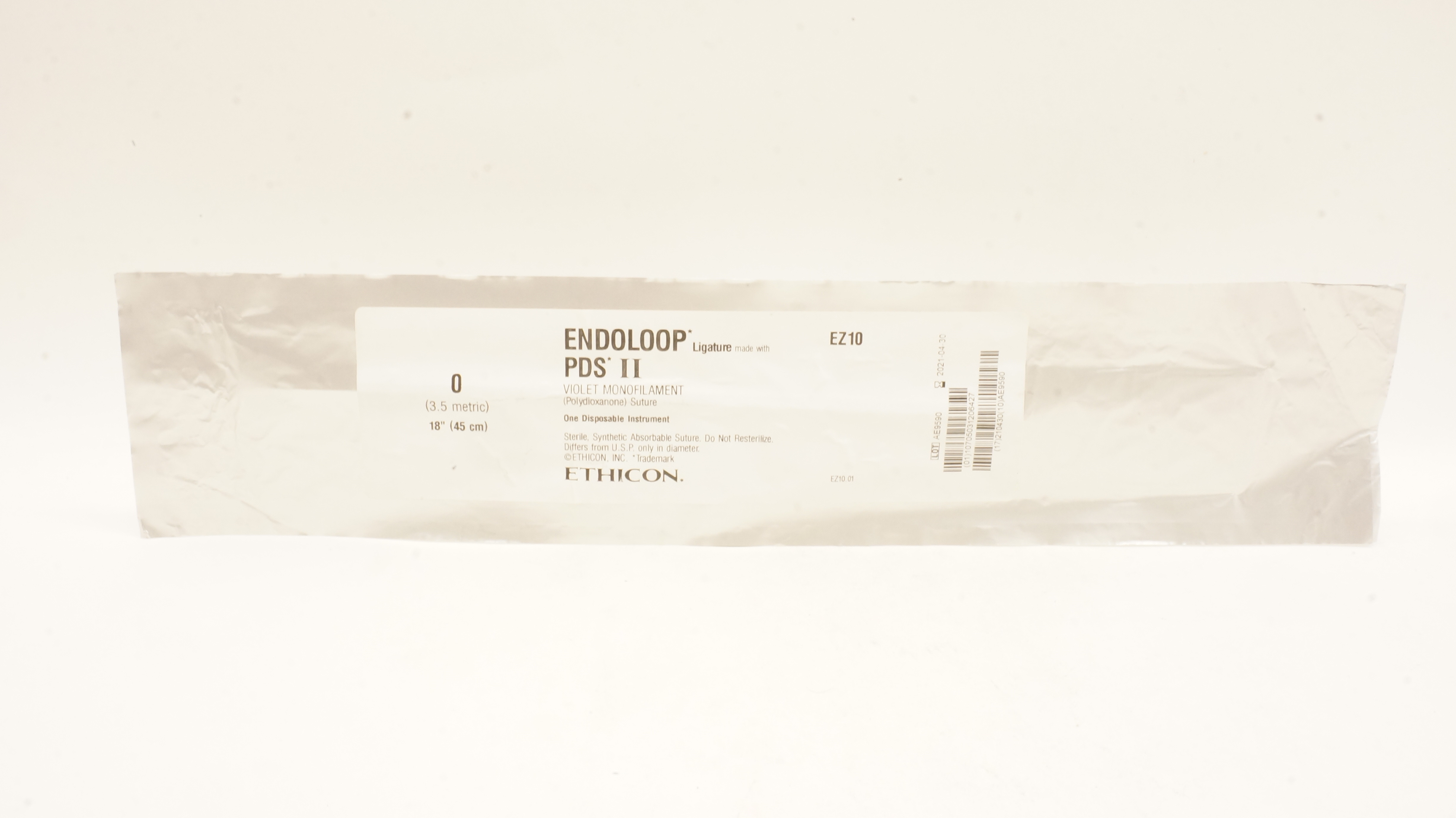 Ethicon EZ10 0 Endoloop PDS II Violet Monofilament Polydioxanone Stre 18inch (x)