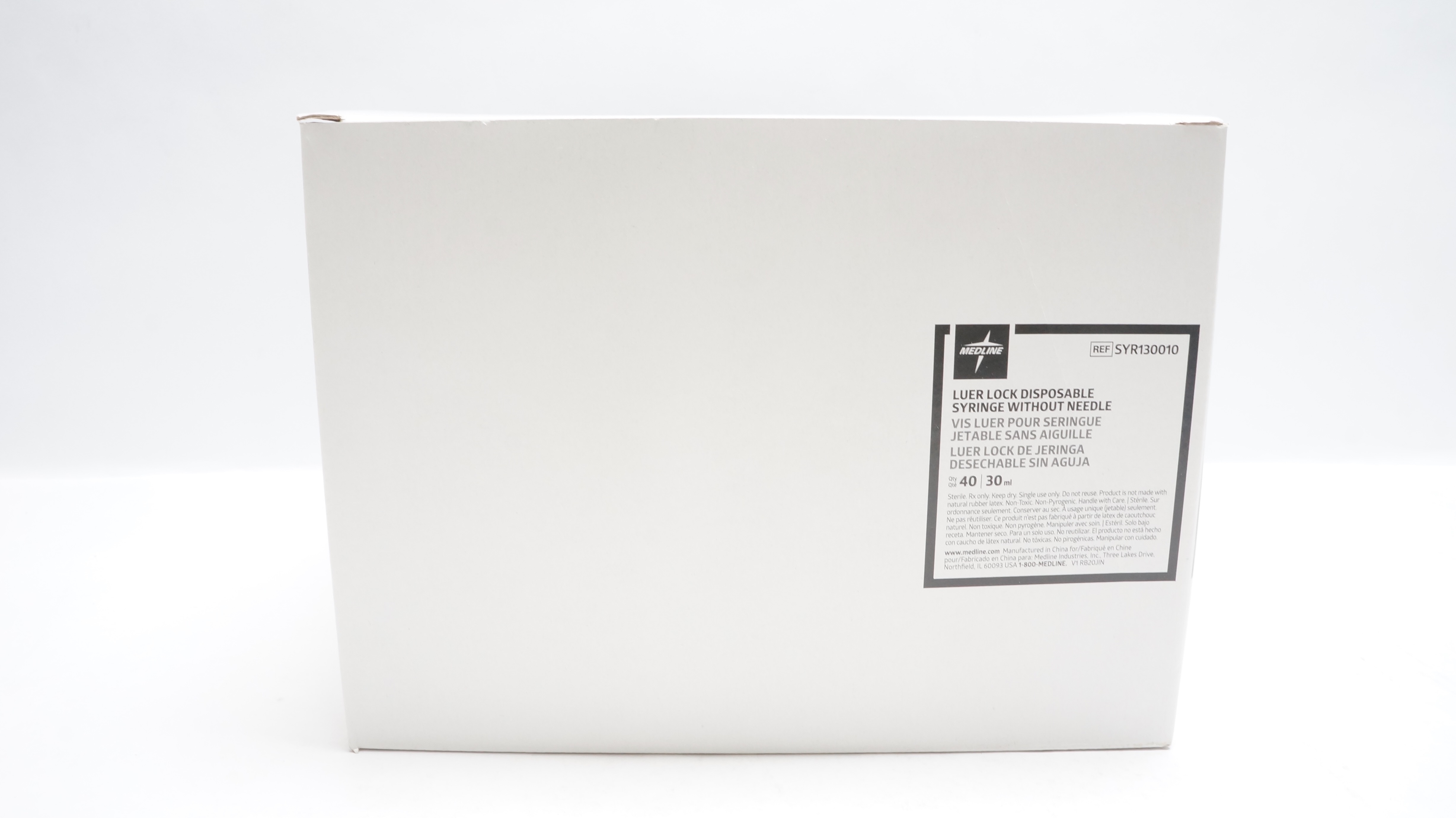 Medline SYR130010 Luer Lock Syringe Without Ndle 30ml - Box of 40