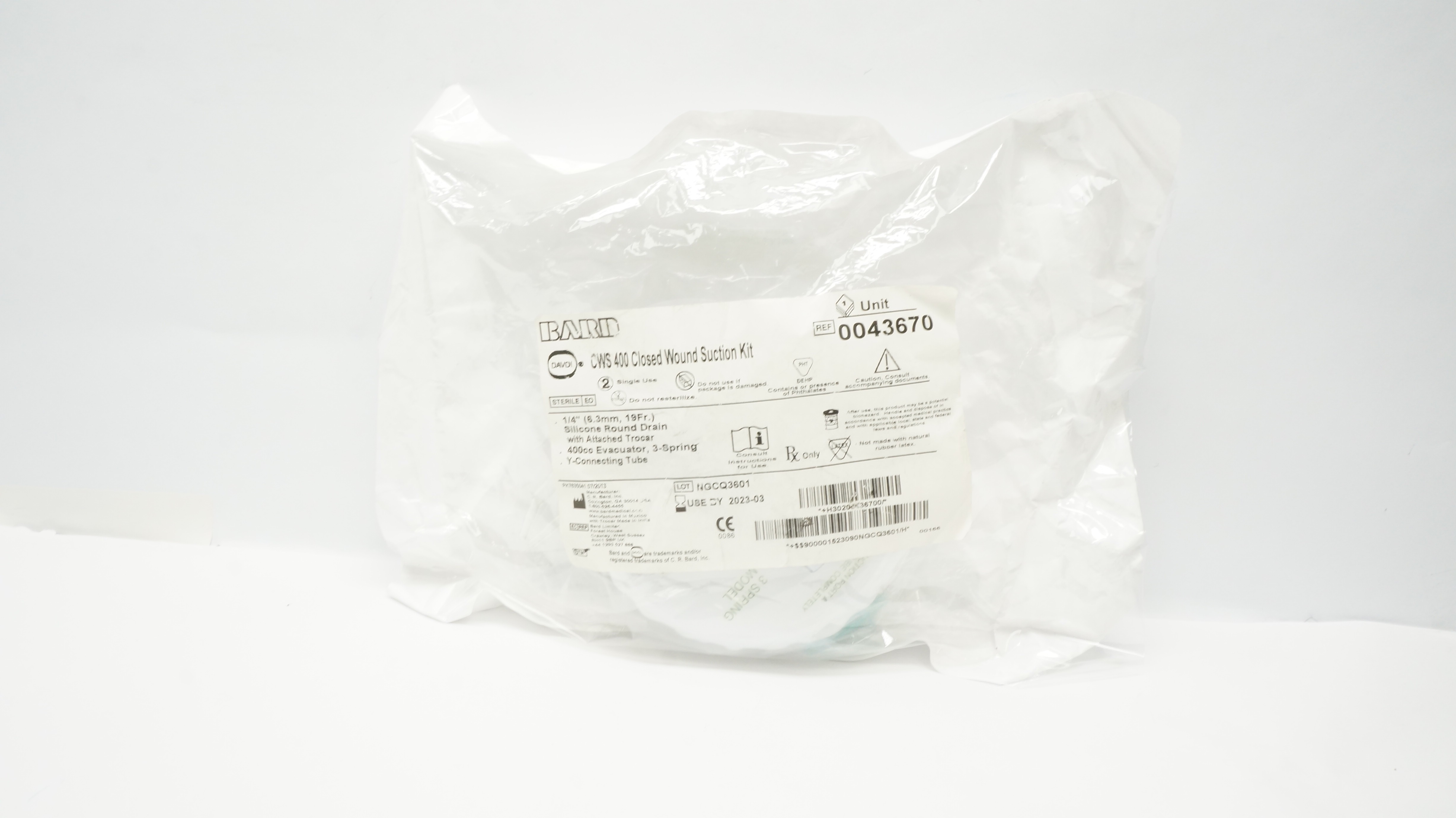 Bard 0043670 CWS 400 Closed Wound Suction Kit (x)