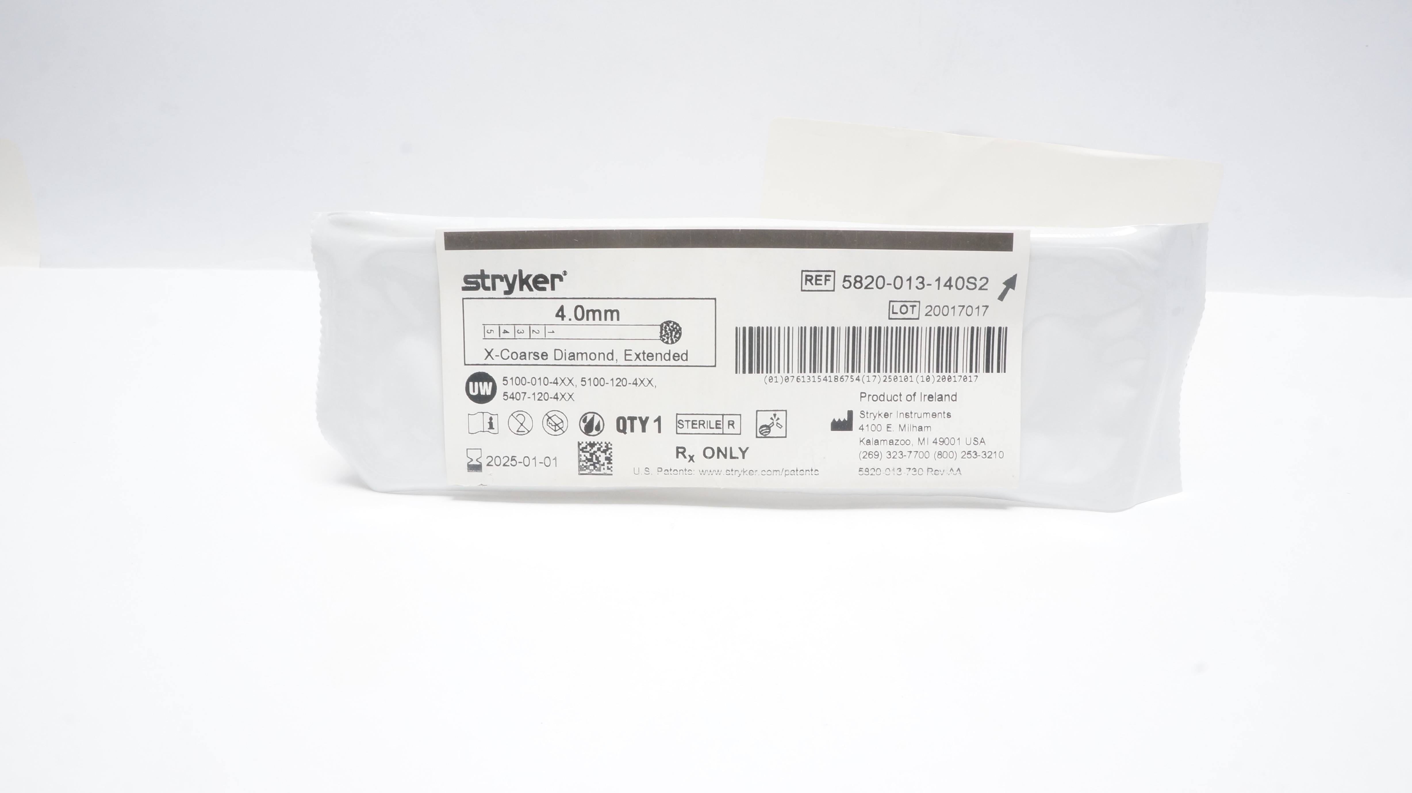 Stryker 5820-013-140S2 X-Coarse Diamond, Extended 4.0mm (x)