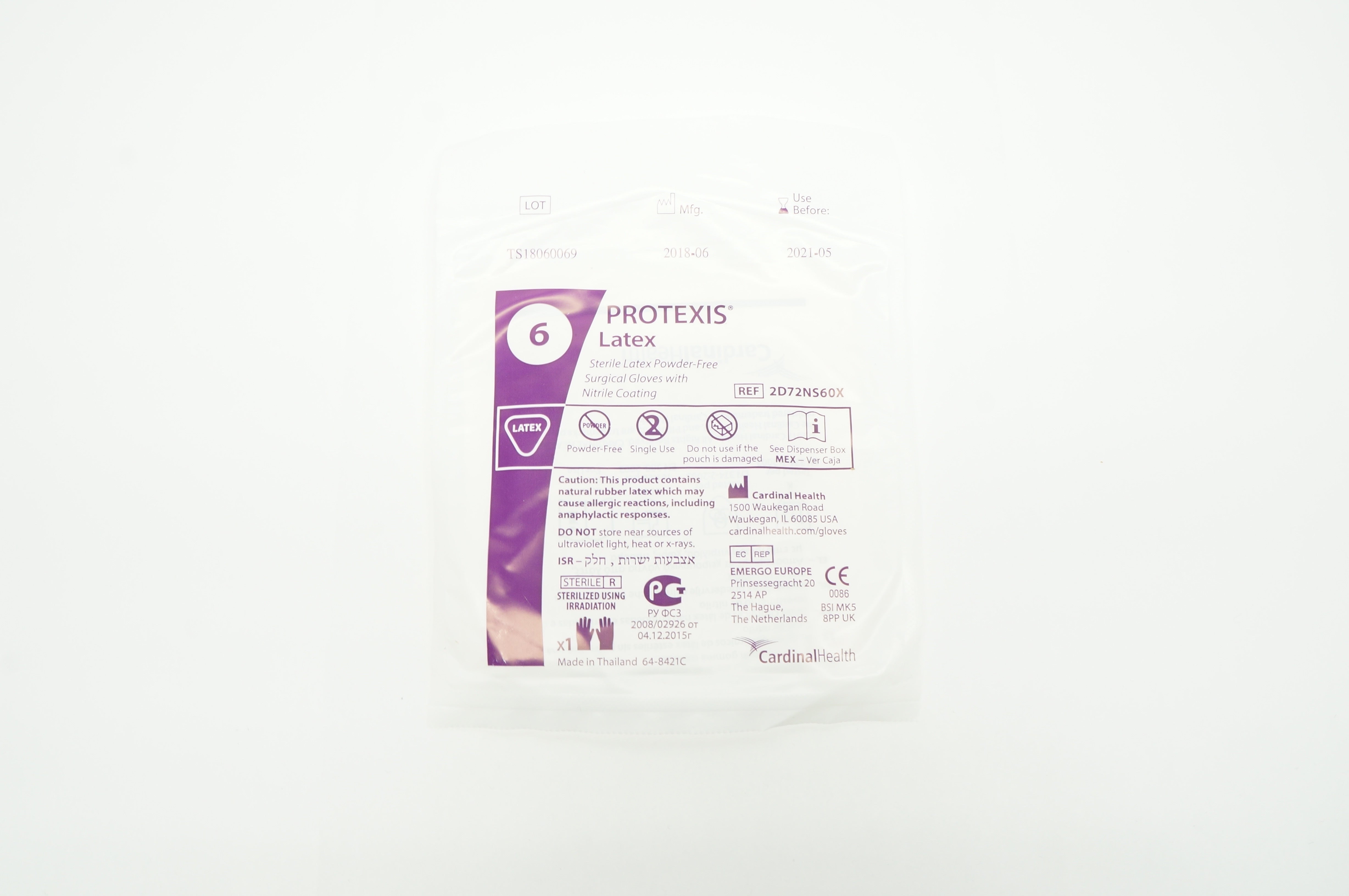 Cardinal Health 2D72NS60X Protexis Latex Powder-Free Surgical Gloves, 6 (x)