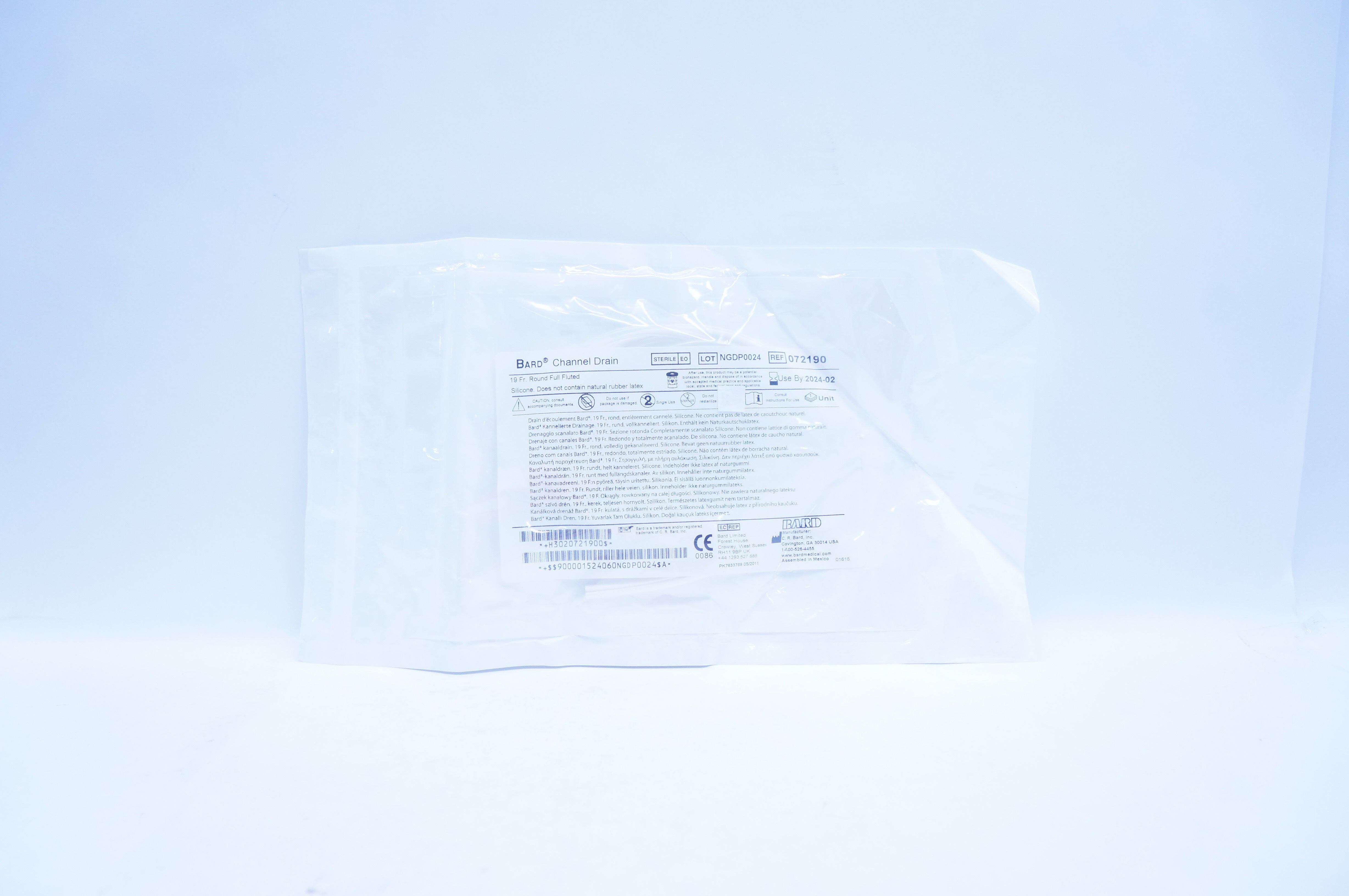 Bard 072190 Channel Drain 19 Fr. Round Full Fluted Silicone