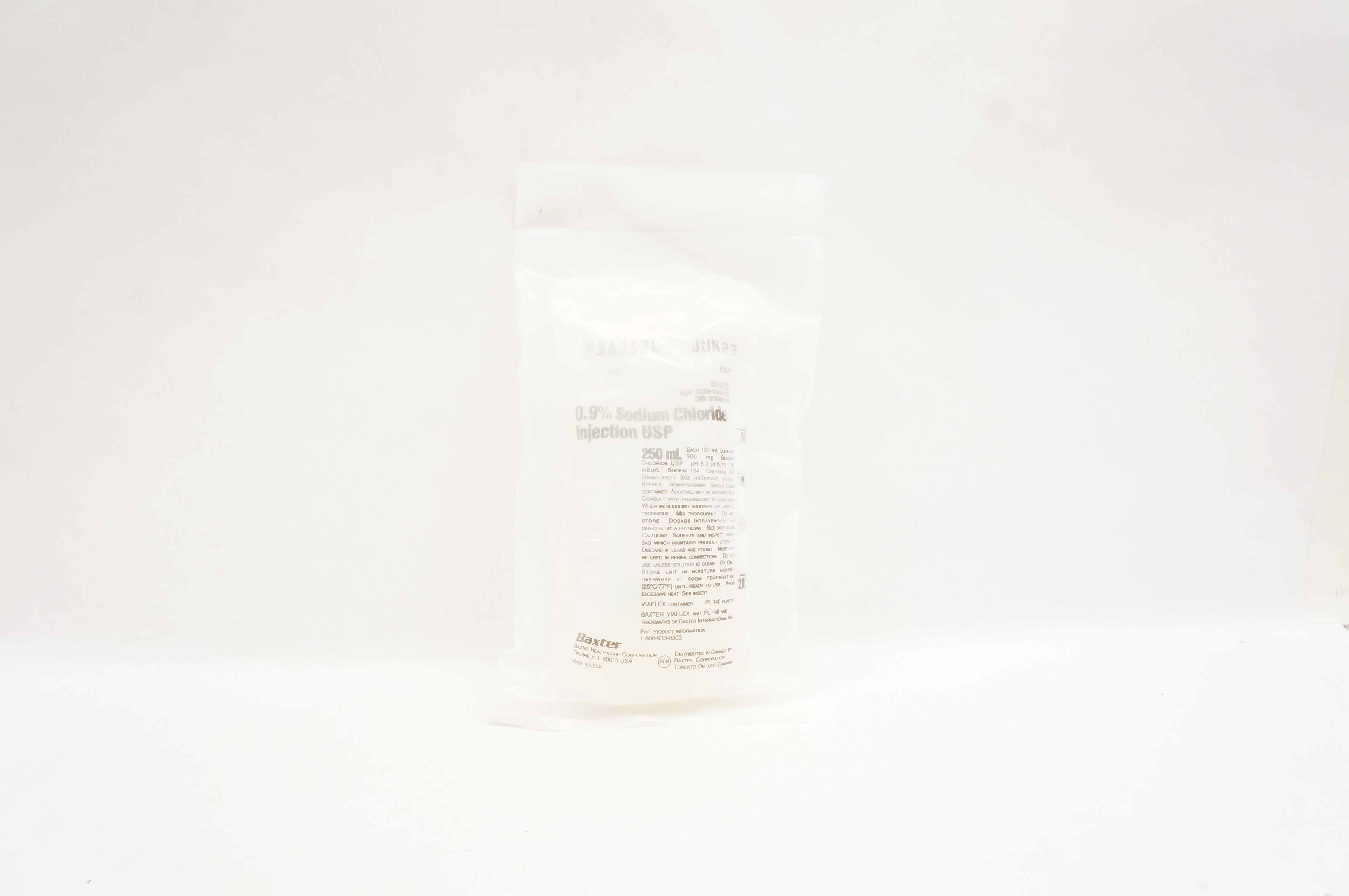Baxter 2B1322 0.9% Sodium Chloride Injection USP 250mL
