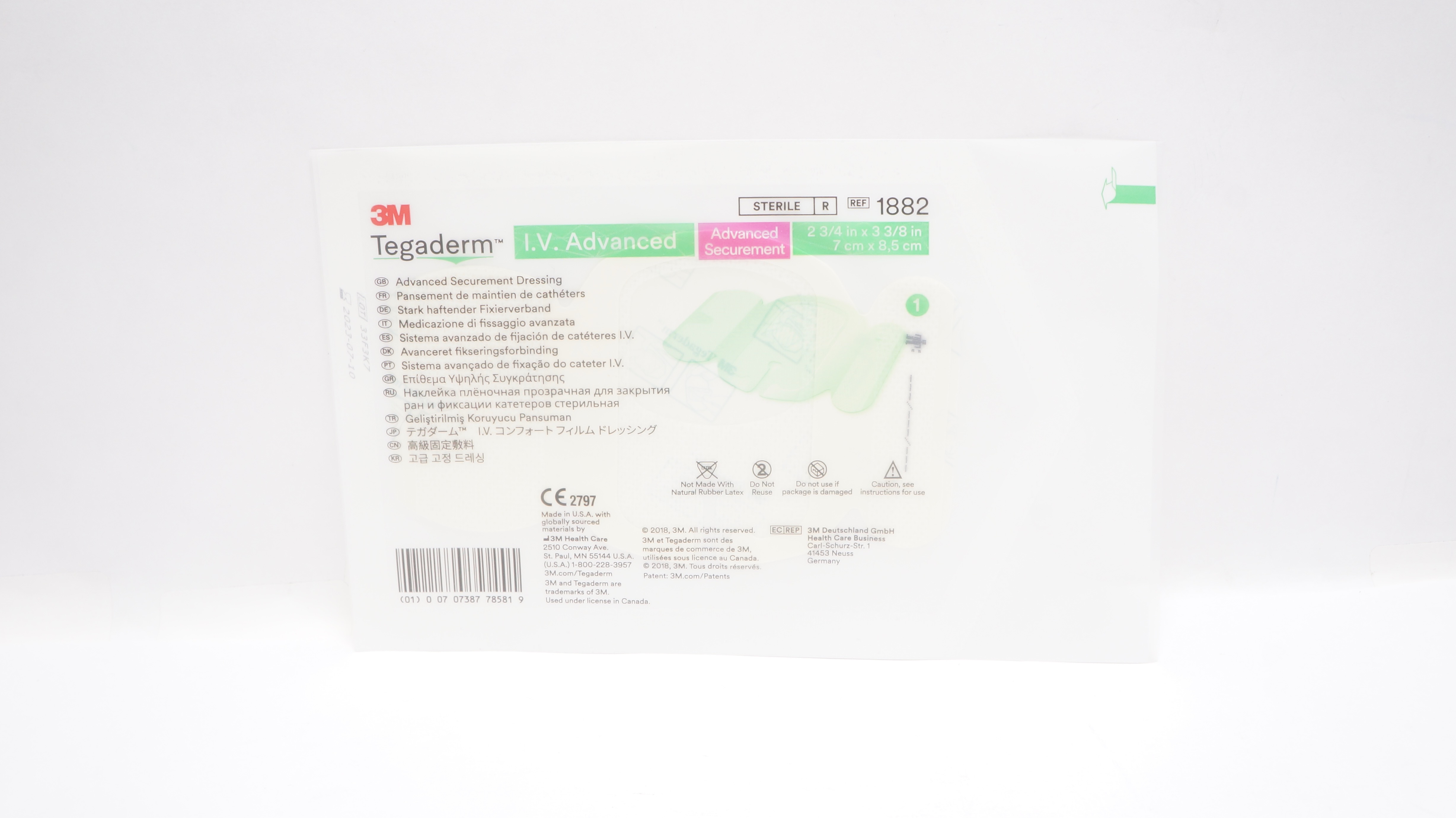 3M 1882 Tegaderm IV Advanced Securement Dressing, 2-3/4 inch x 3-3/8 inch (x)