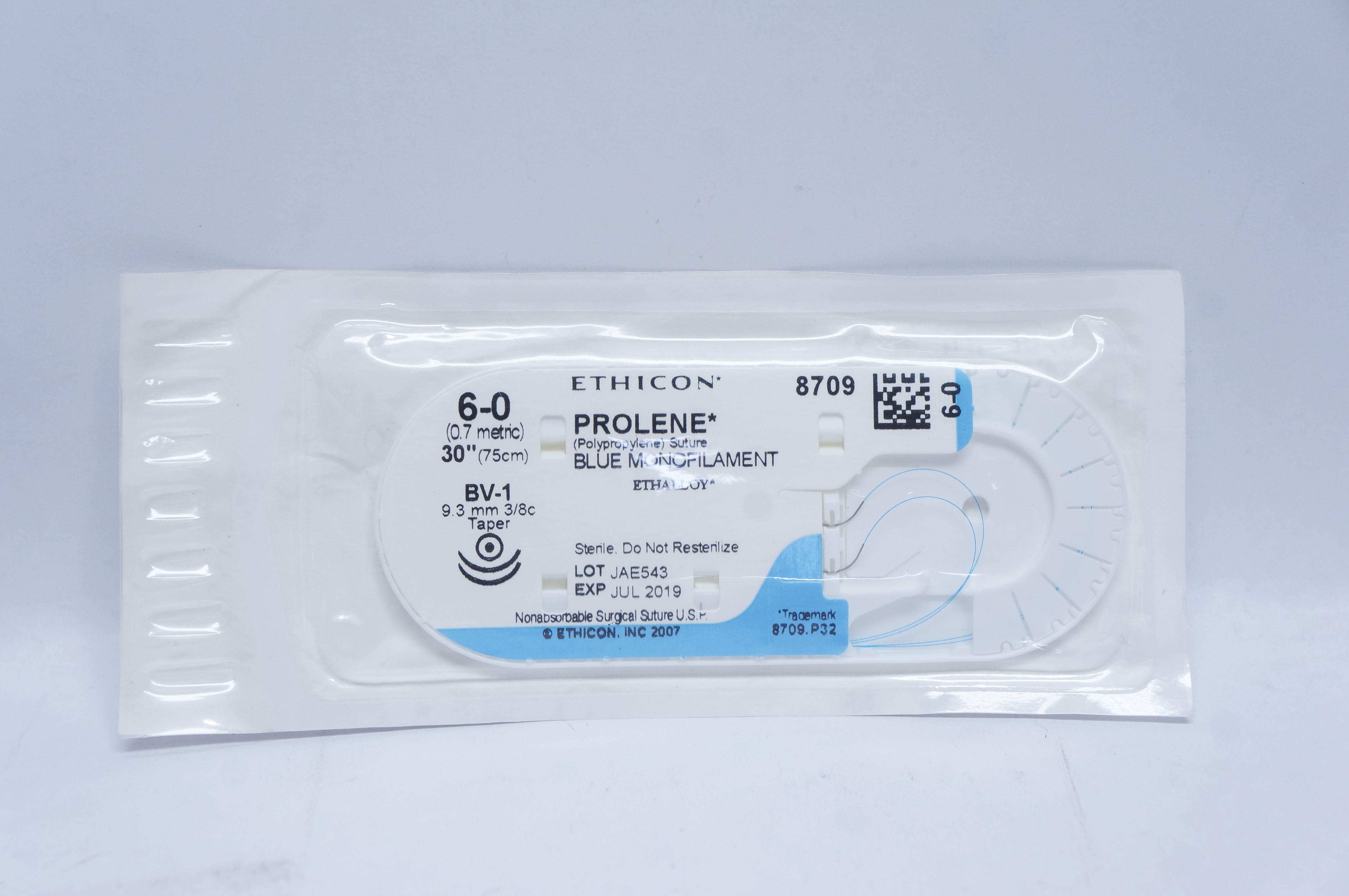 Ethicon 8709 6-0 PROLENE, BV-1, 9.3mm 3/8c Taperpoint, 30inch (x)