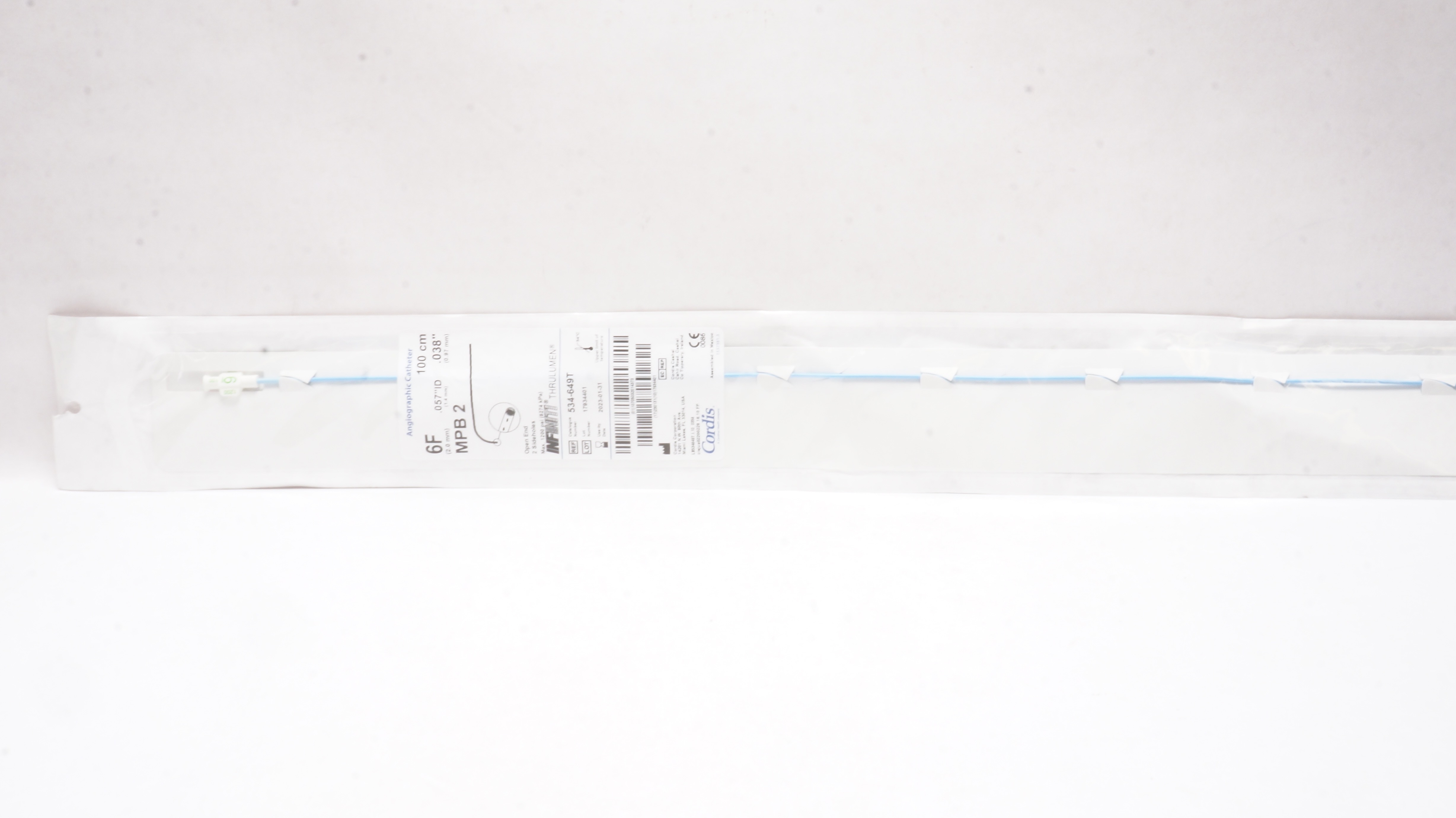 Cordis 534-649T MPB 2 Angiographic Cath. 6F x 100cm (x)
