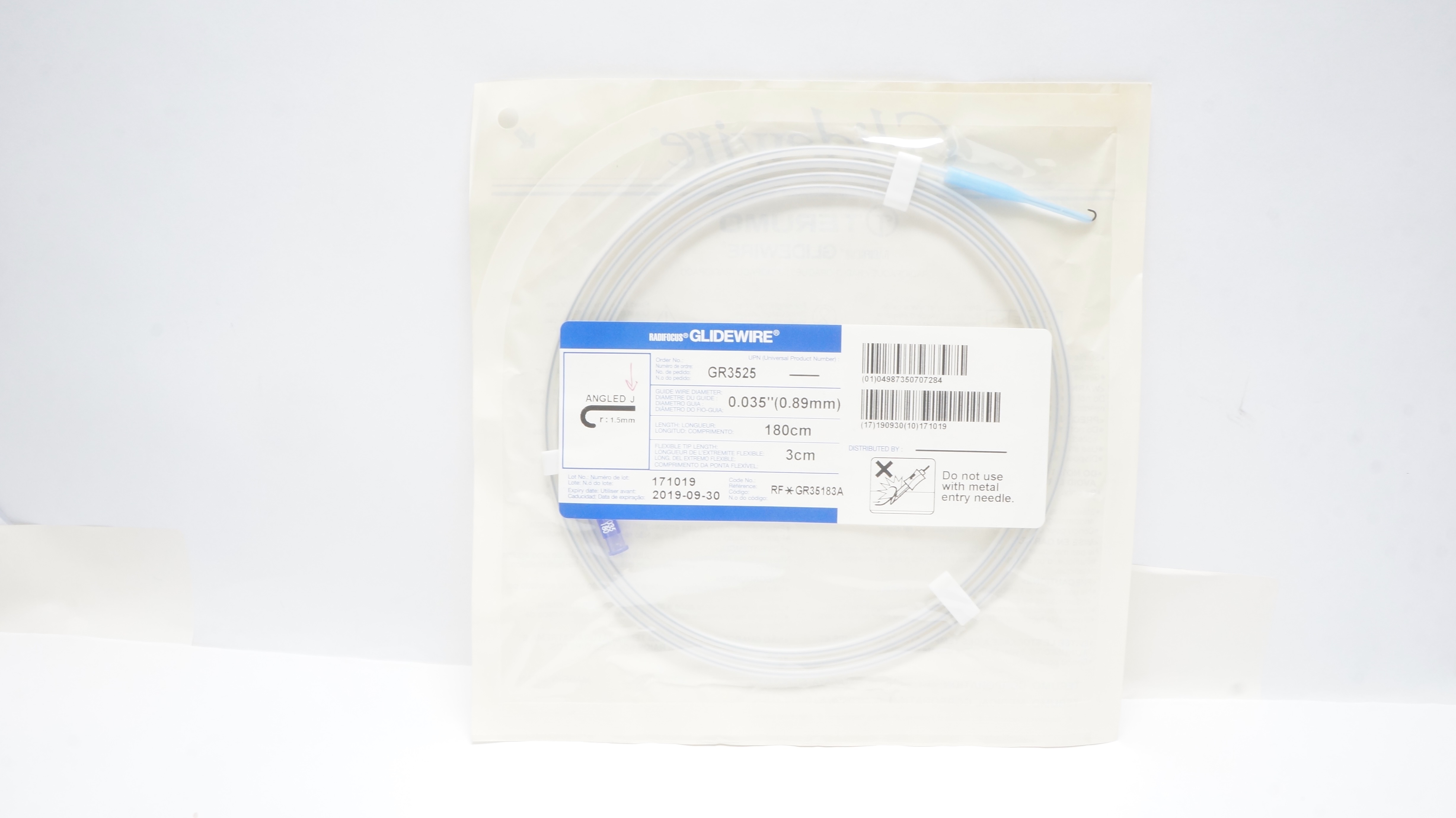 Terumo GR35183A Radifocus Glidewire Angled J 0.035inch x 180 x 3cm (x)