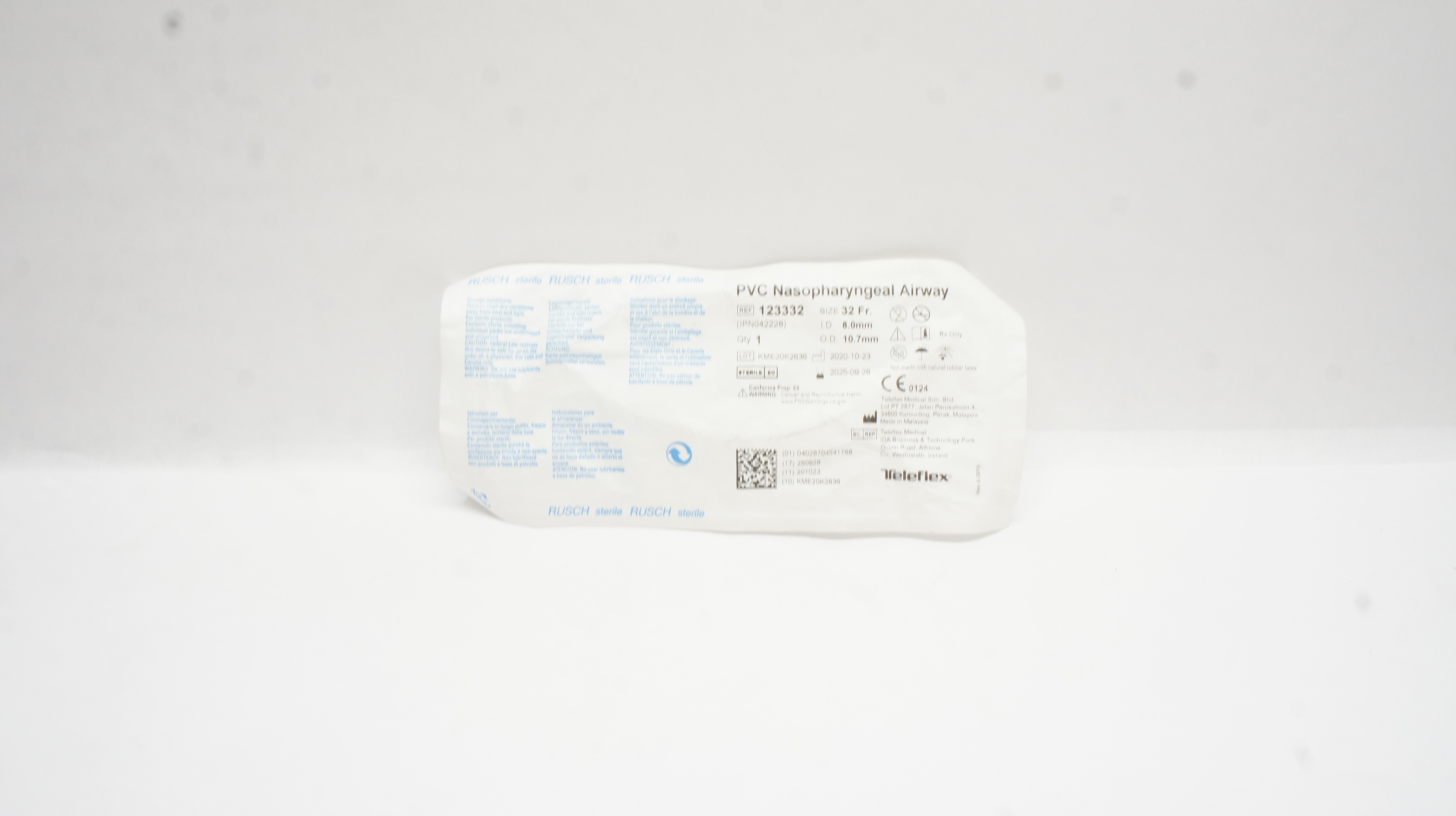 Teleflex 123332 Rusch PVC Nasopharyngeal Airway 32 Fr. 8.0mm I.D. x 10.7mm O.D.