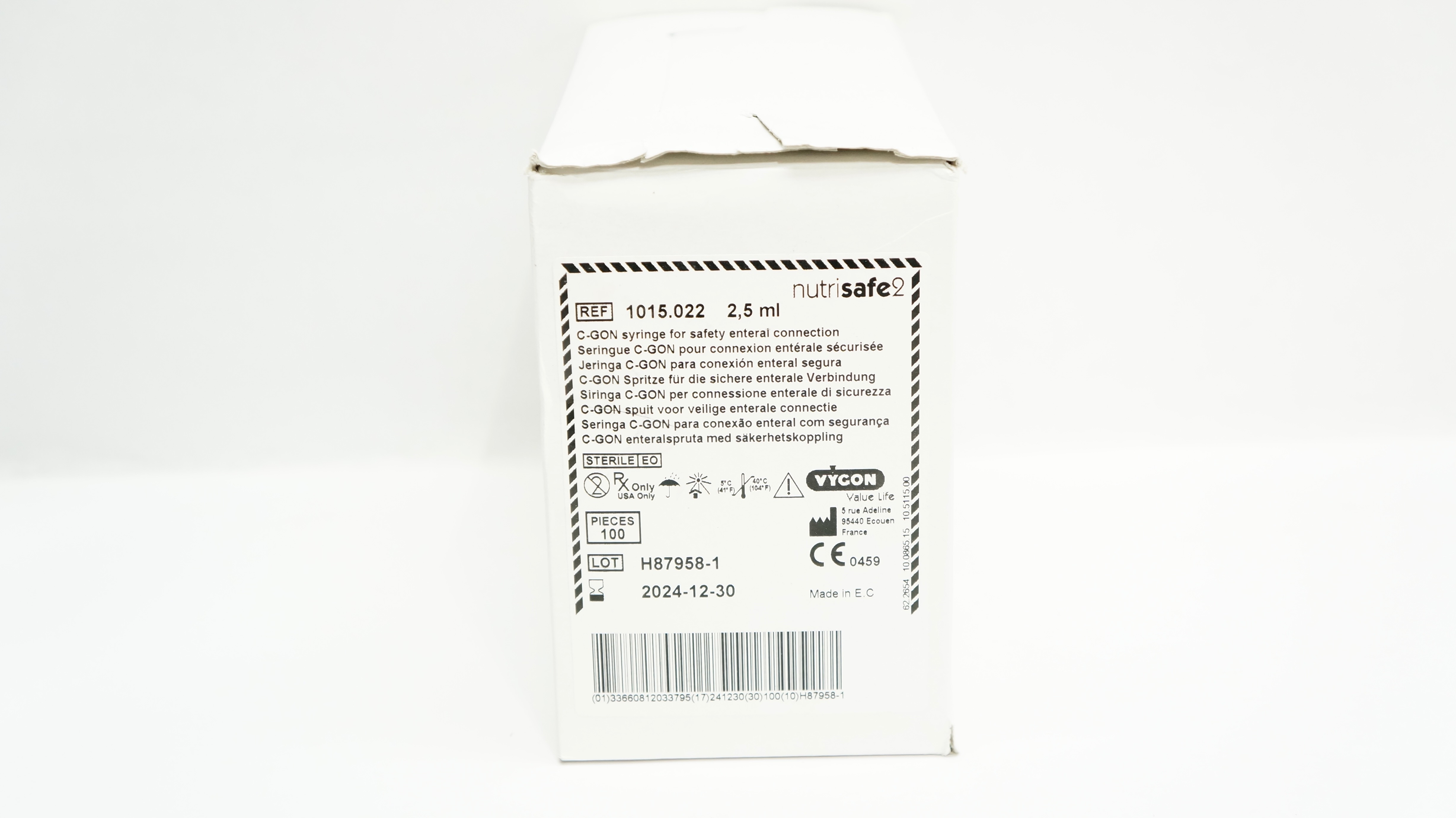 Vygon 1015.022 Value Life NutriSafe2 C-GON Syringe 2,5mL - Box of 100