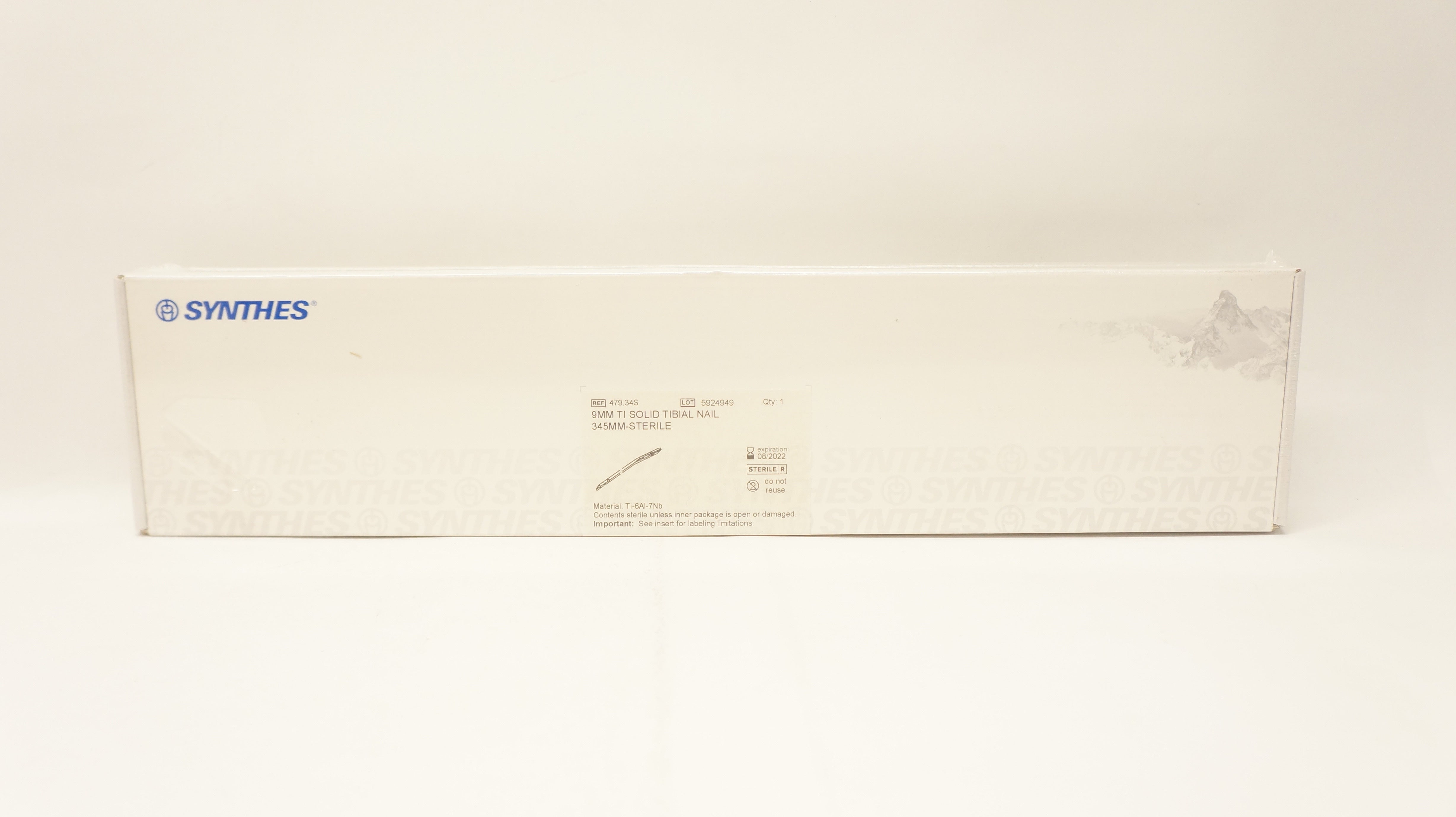 Synthes 479.34S 9mm Ti Solid Tibial Nail 345mm