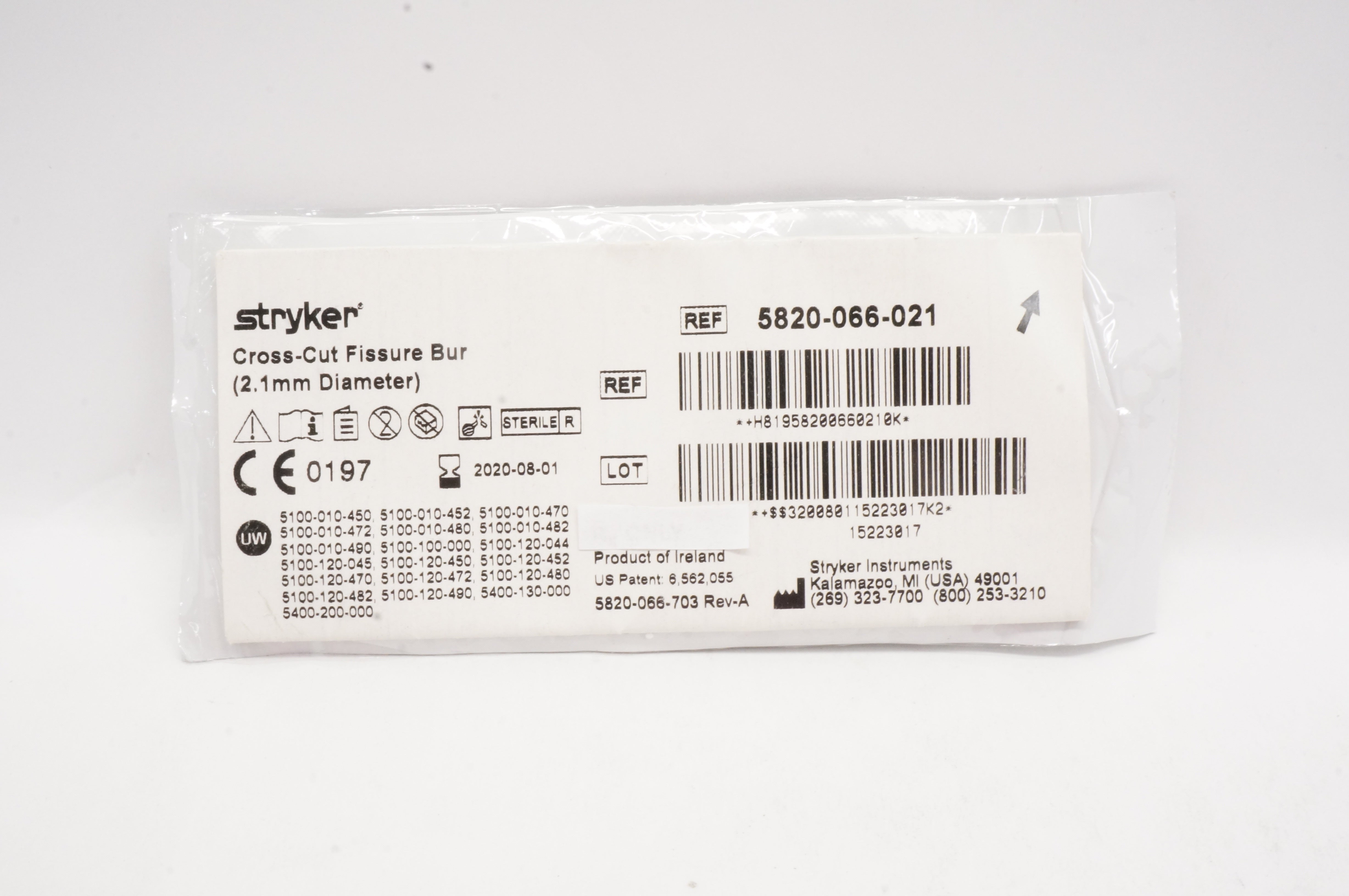 Stryker 5820-066-021 Cross-Cut Fissure Bur 2.1mm (x)