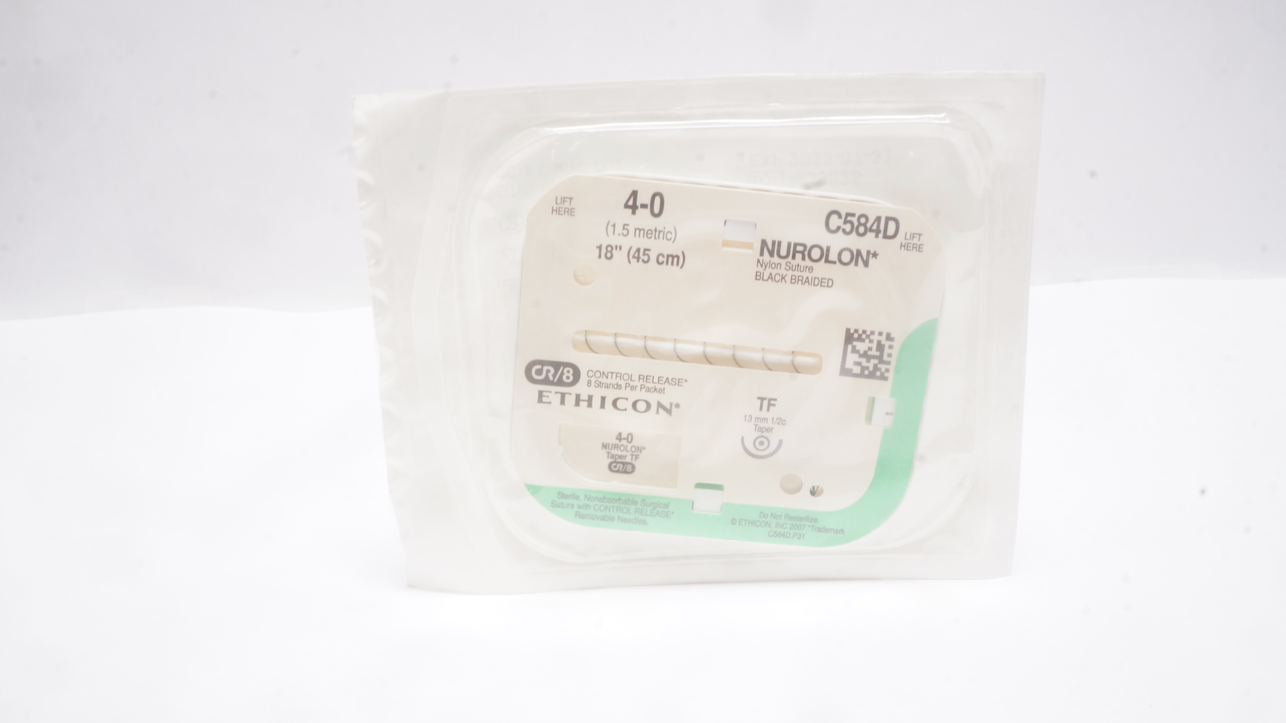 Ethicon C584D 4-0 NUROLON, TF, 13mm 1/2c Taperpoint, 8 x 18inch