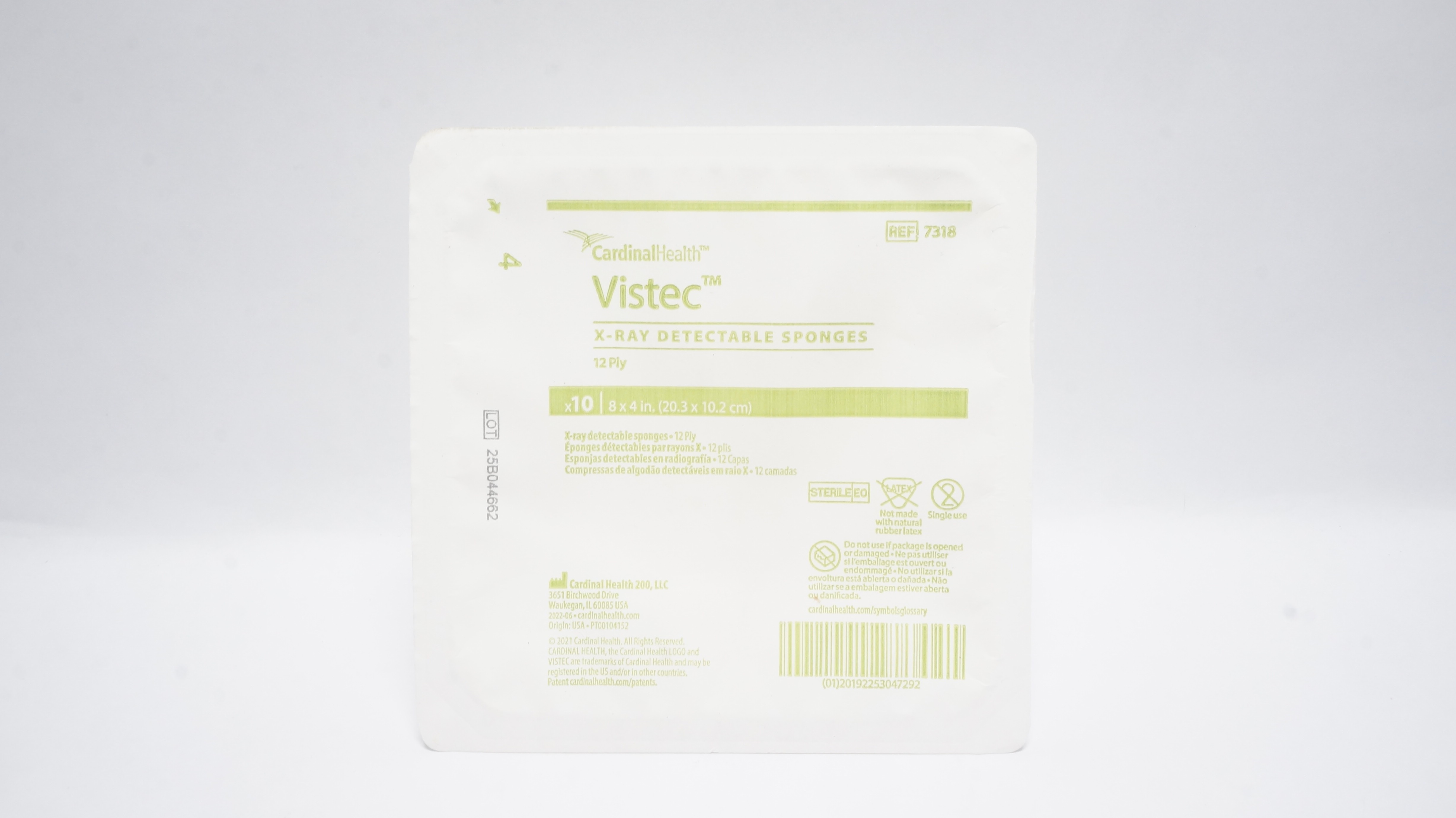 Cardinal Health 7318 Vistec X-Ray Detectable Sponges 8 x 4In,12-Ply ...