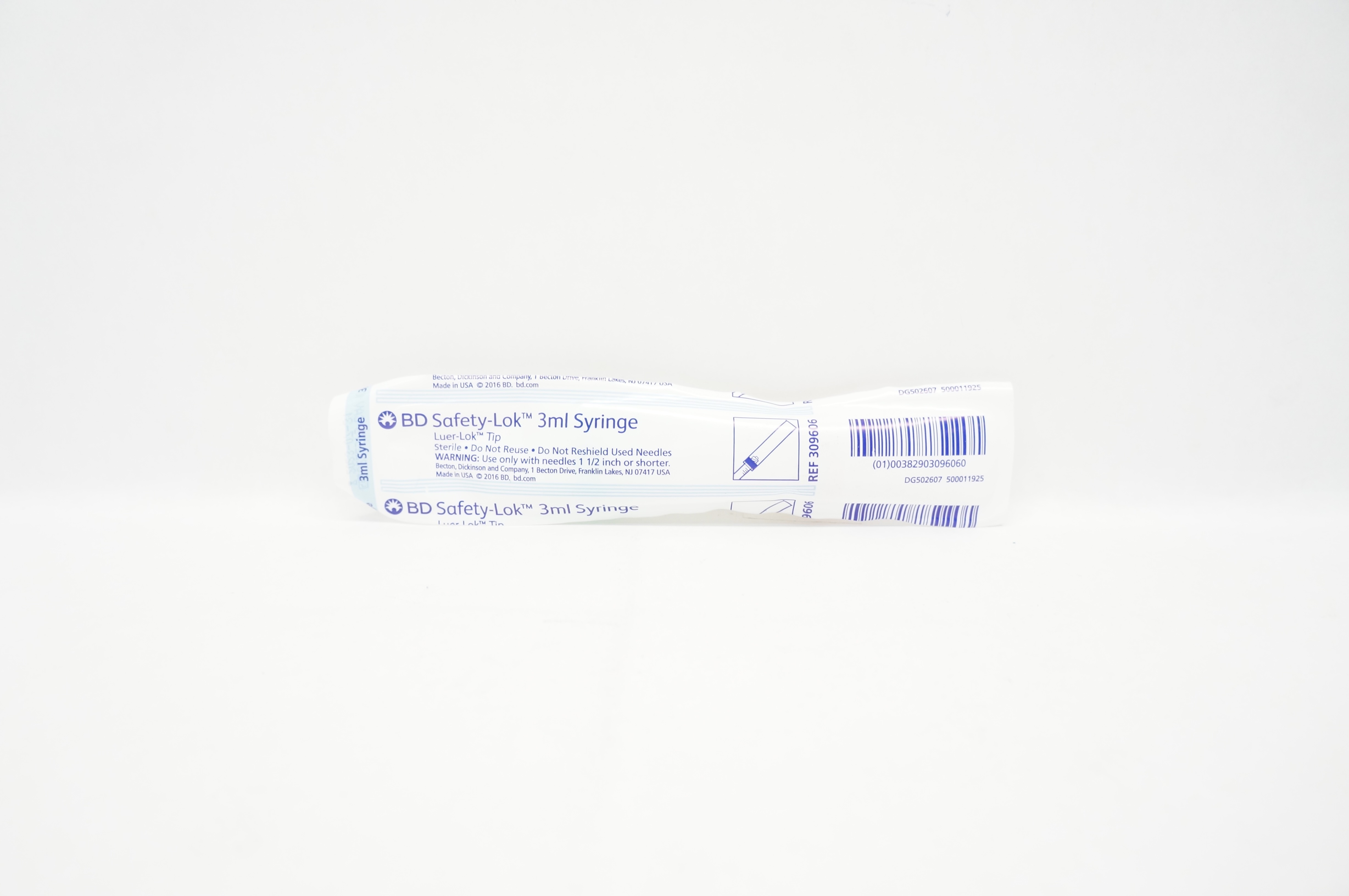 BD 309606 Safety-Lok 3ml Syringe Luer-Lok Tip