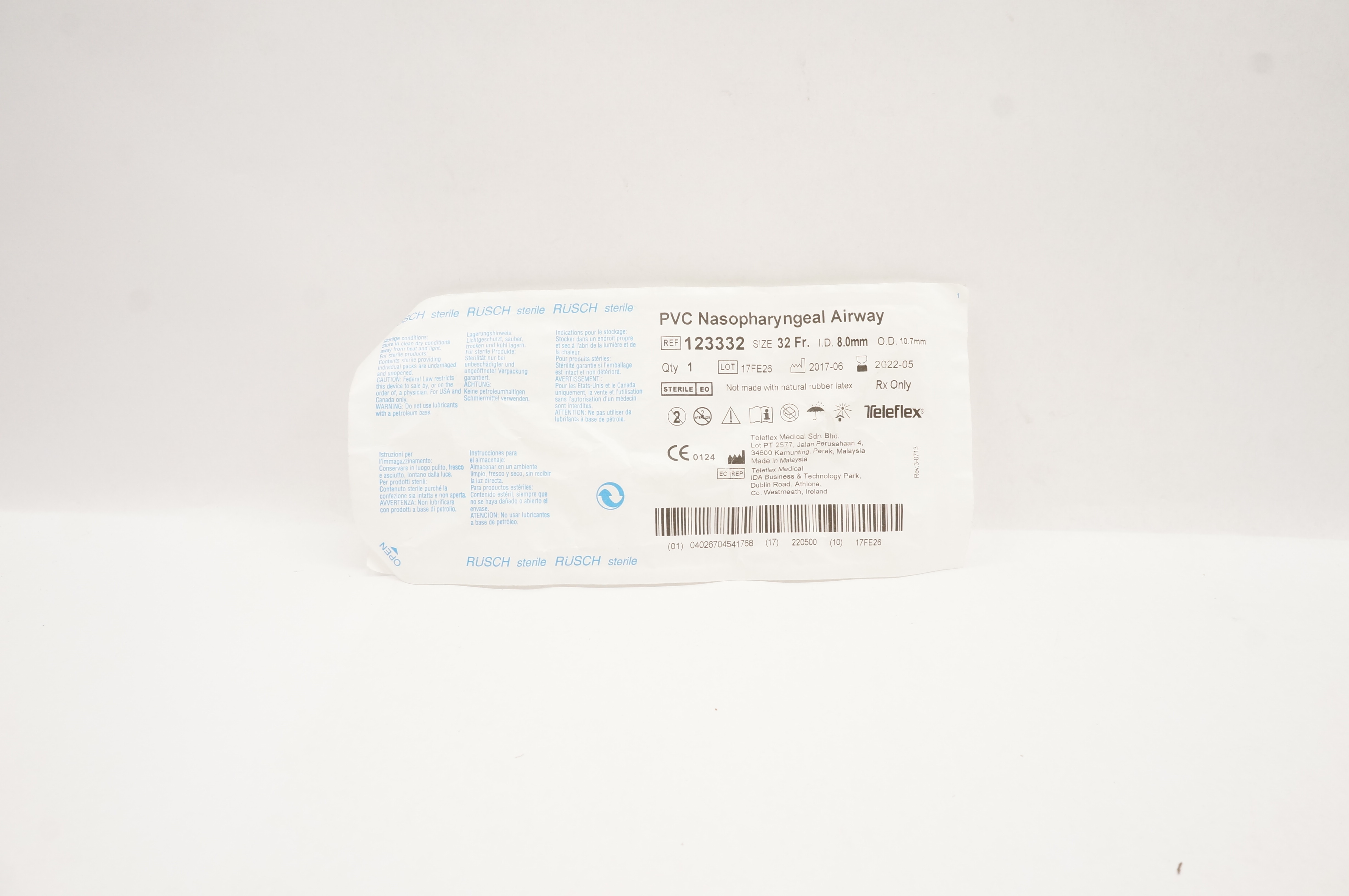 Teleflex 123332 PVC Nasopharyngeal Airway 32 Fr. 8.0mm I.D. x 10.7mm O.D. (x)
