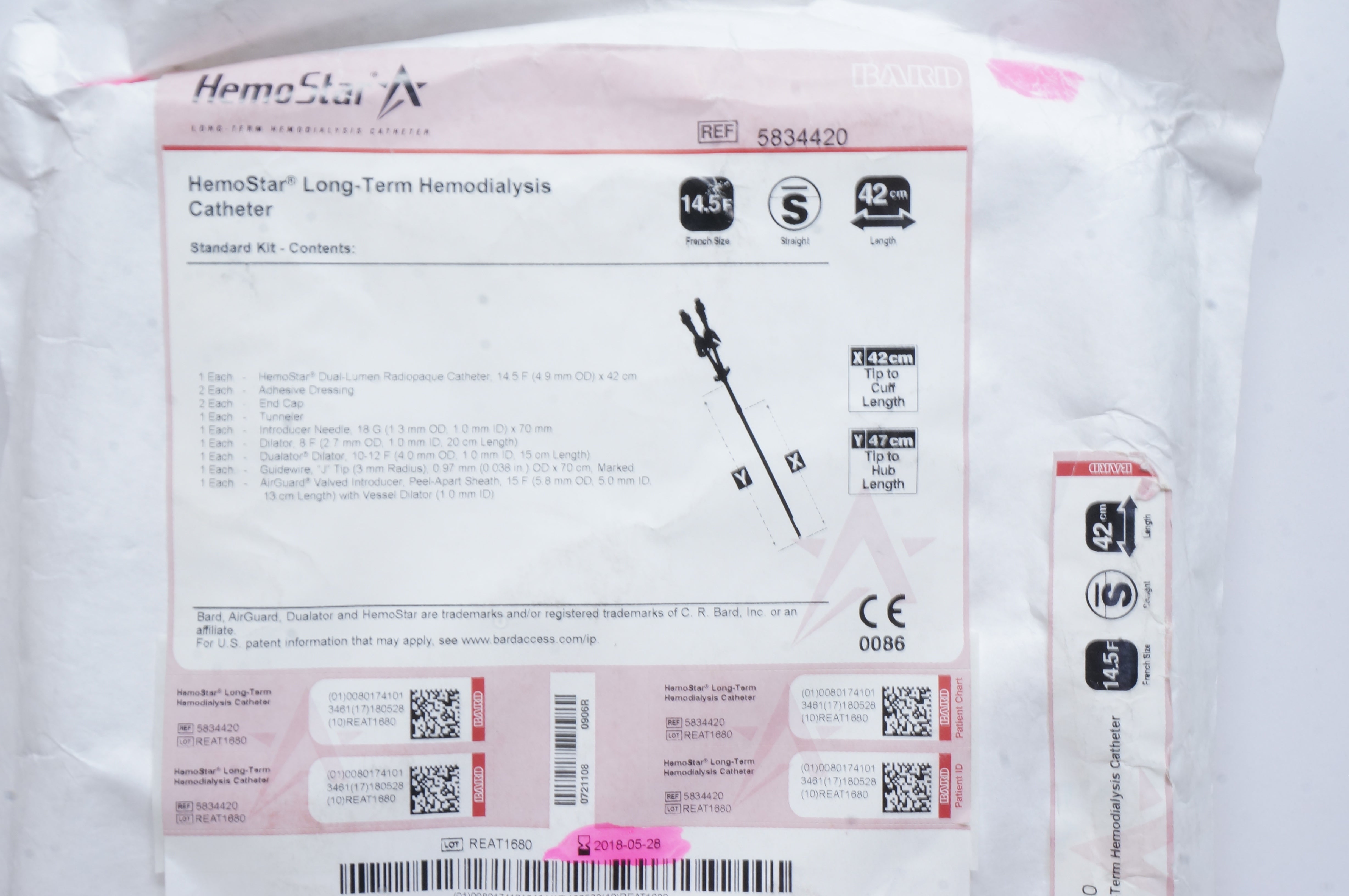 Bard 5834420 HemoStar Long-Term Hemodialysis Cath. 14.5F x 42cm (x)