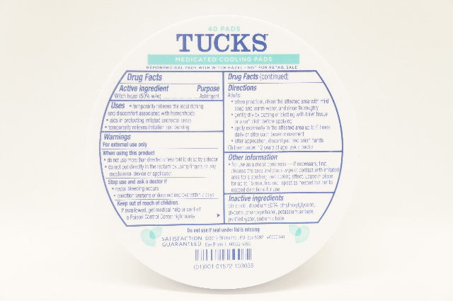 Blistex Tucks Medicated Cooling Pads - Pack of 40
