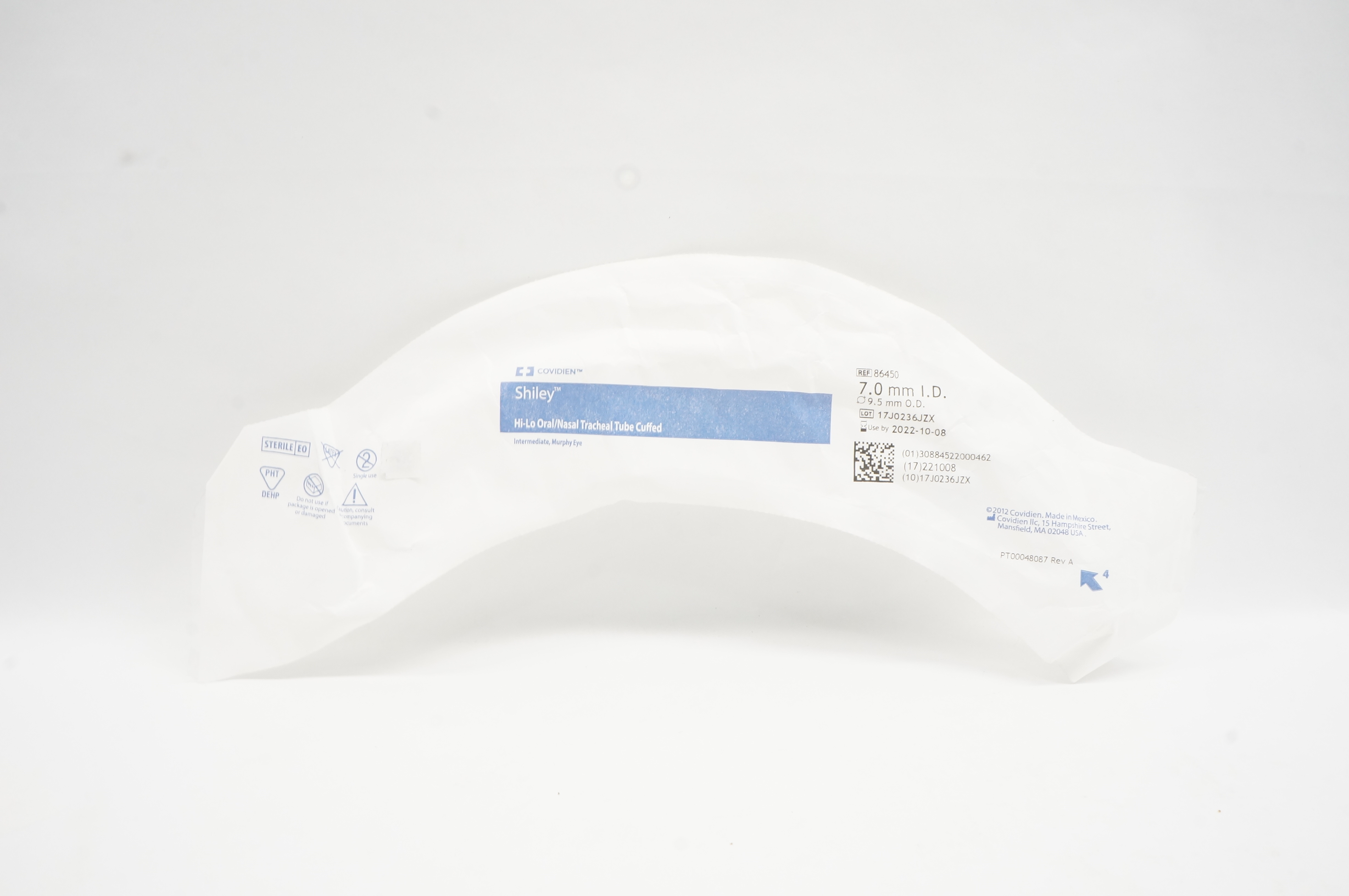 Covidien 86450 Shiley Hi-Lo Oral/Nasal Tracheal Tube 7mm x 9.5mm