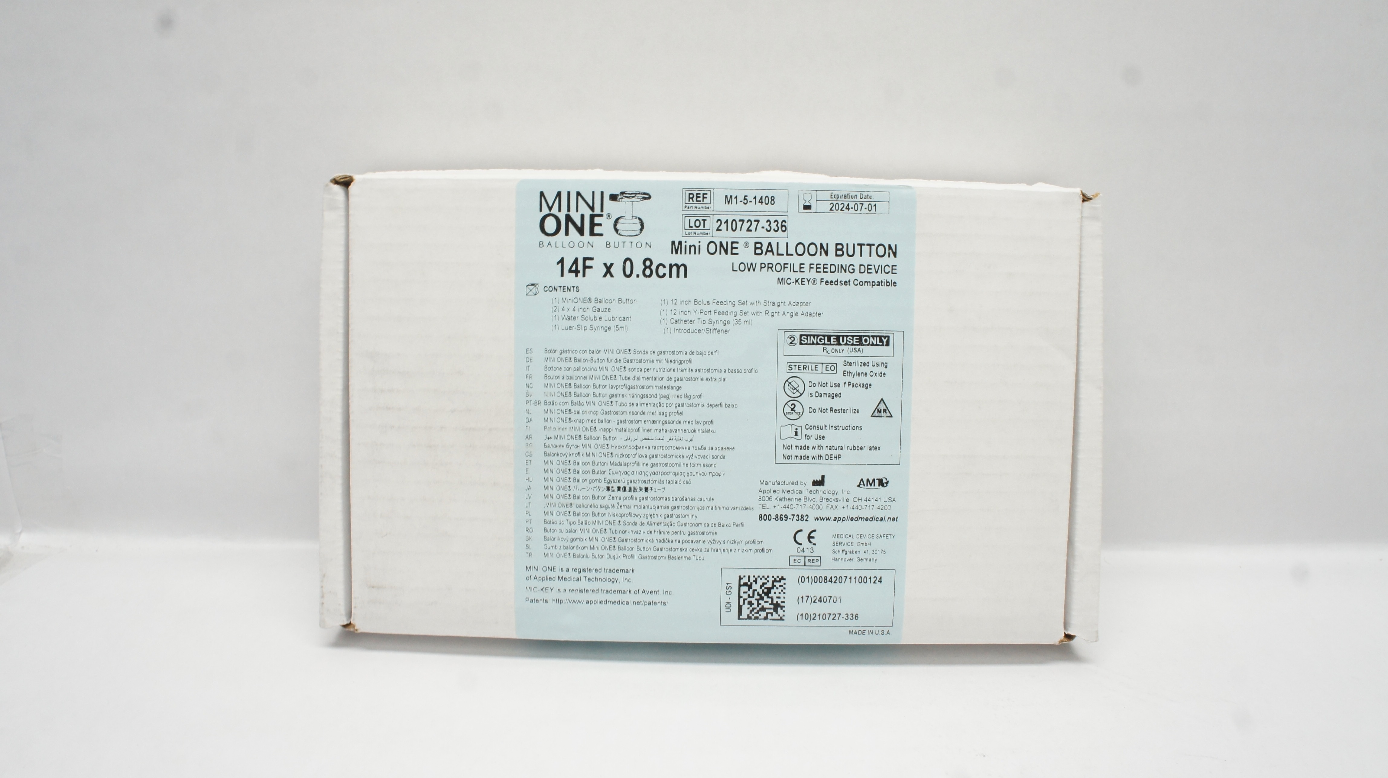 Applied Medical M1-5-1408 Mini One Balloon Button Feeding Device 14F x 0.8cm