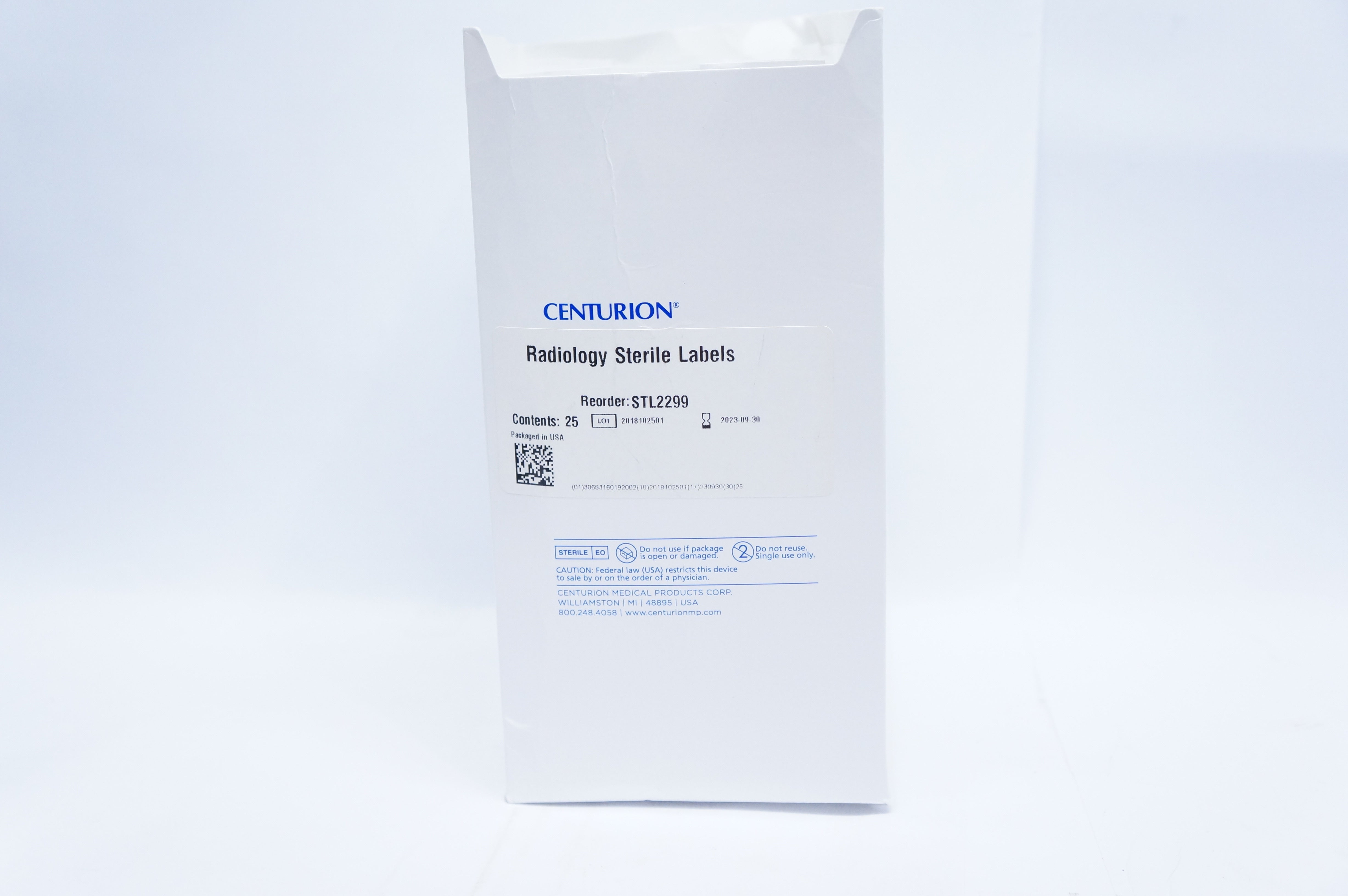 Centurion STL2299 Radiology Sterile Labels - Box of 25