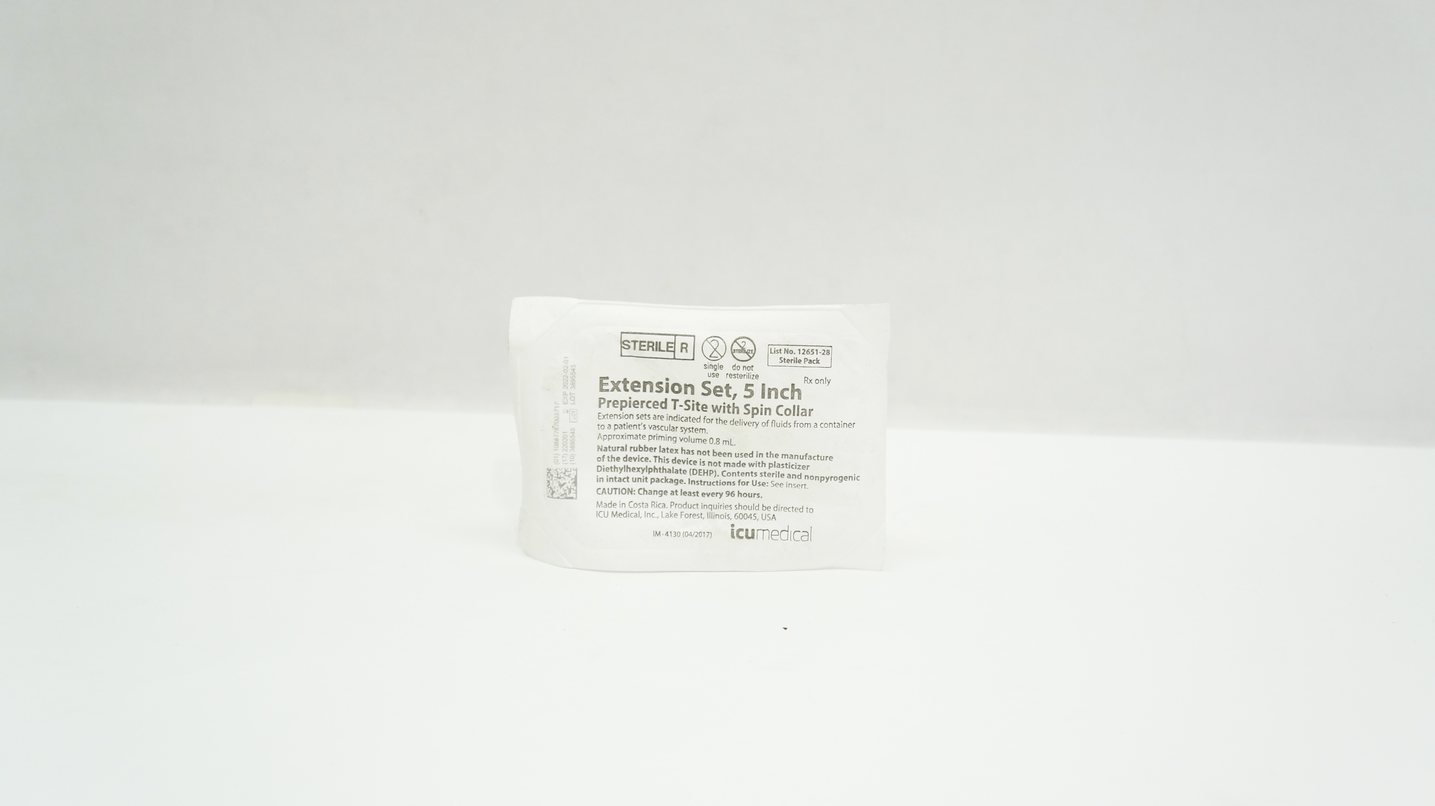 ICU Medical 12651-28 Extension Set 5inch Prepierced T-Site with Spin Collar (x)